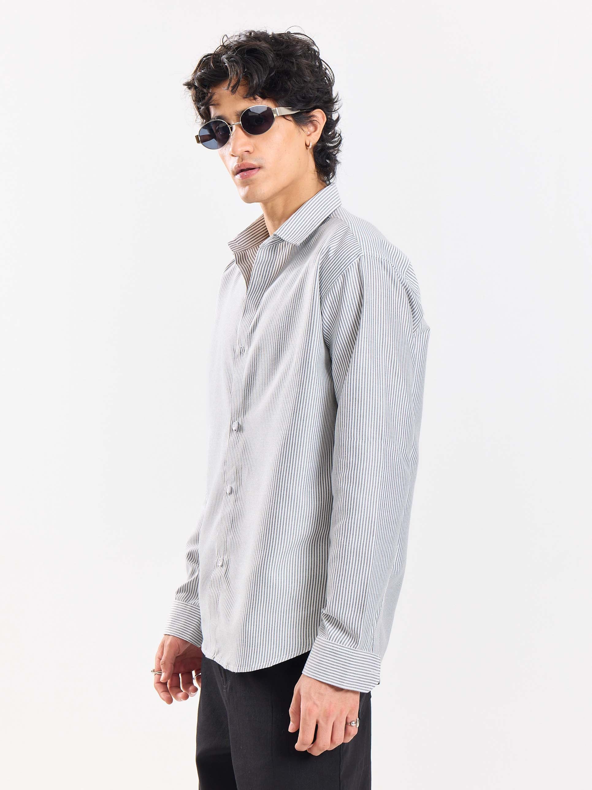 Relaxed Fit Black Striped Shirt - Image 6