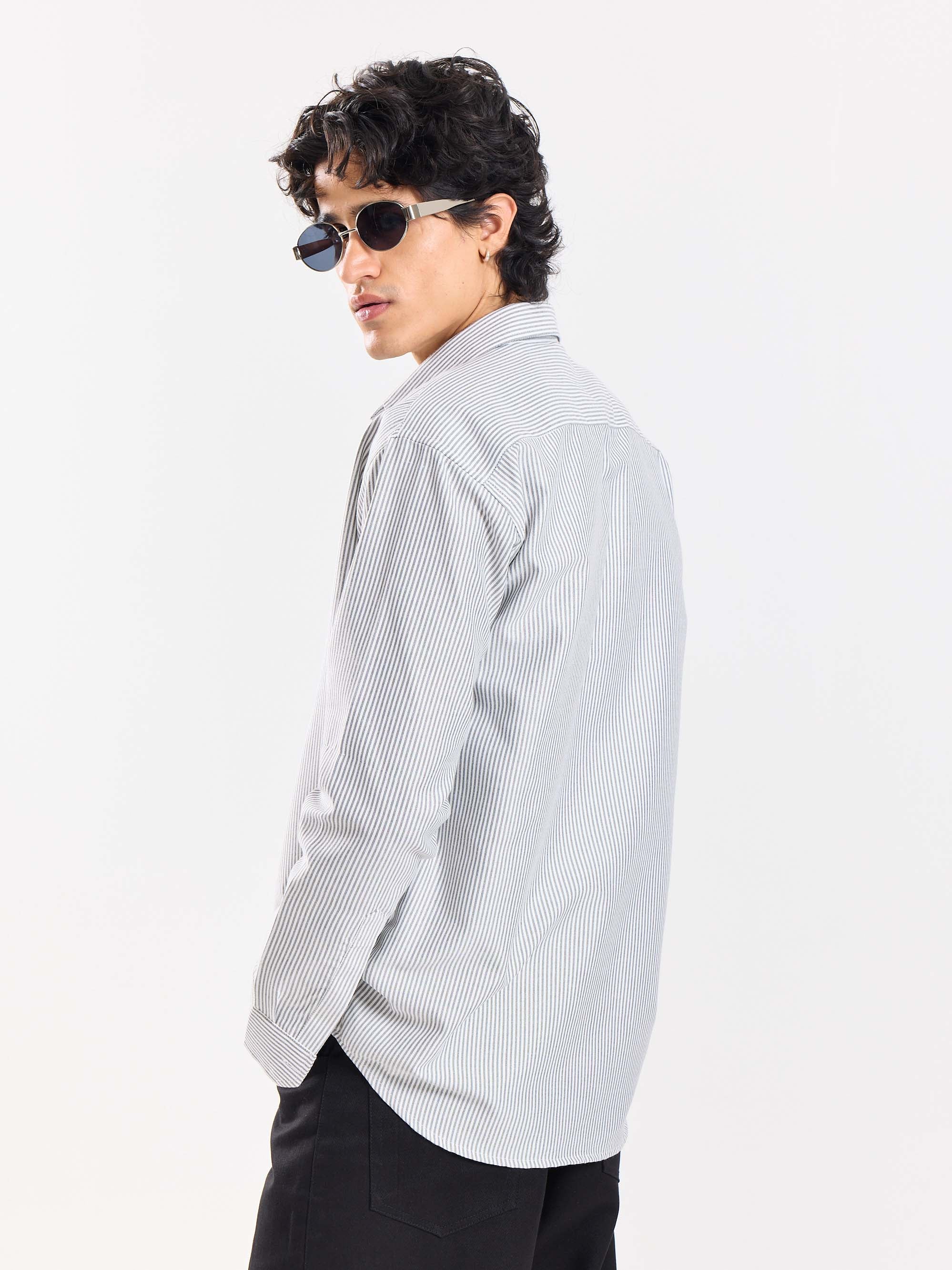 Relaxed Fit Black Striped Shirt - Image 7