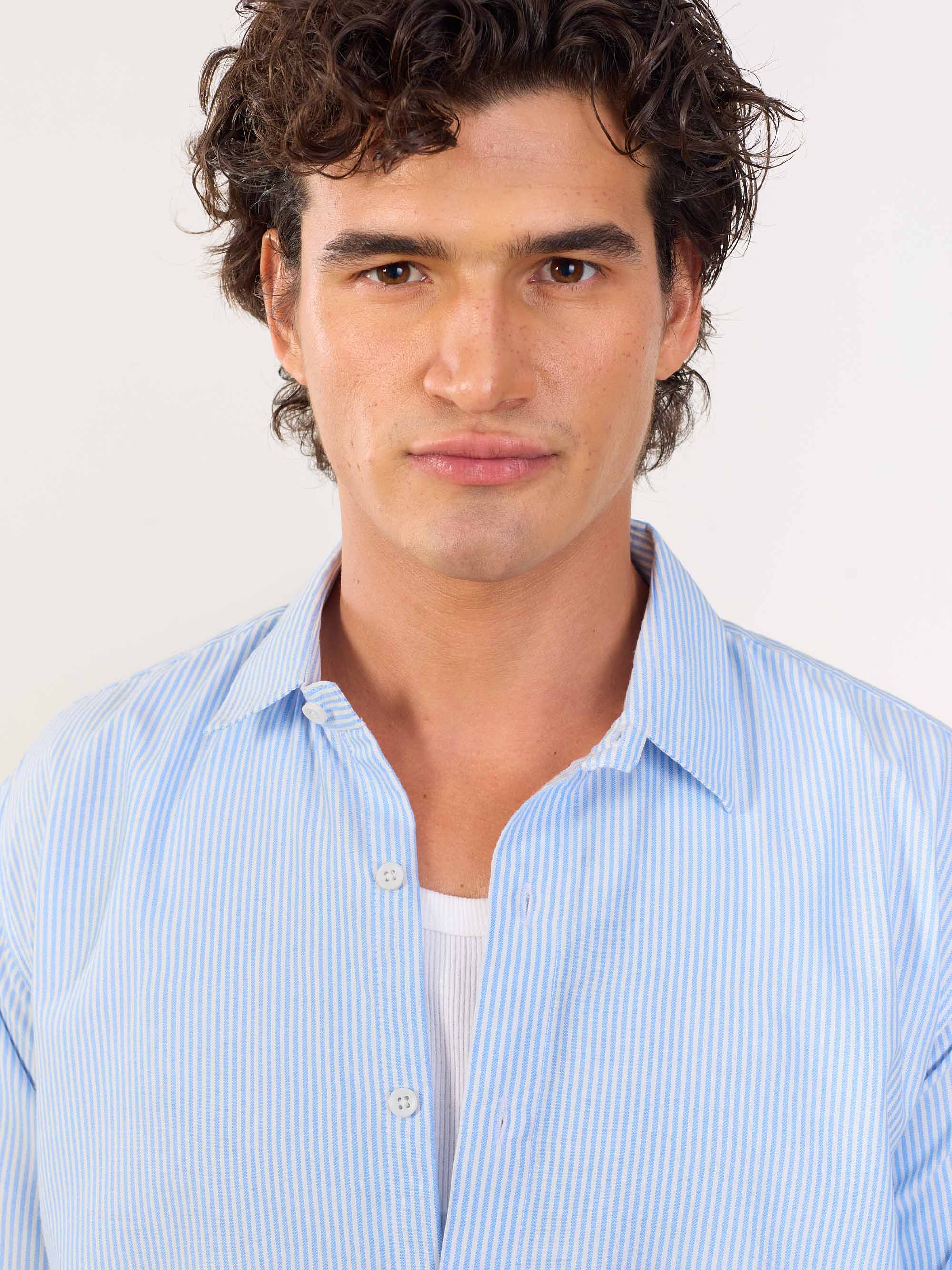 Relaxed Fit Blue Striped Shirt - Image 4
