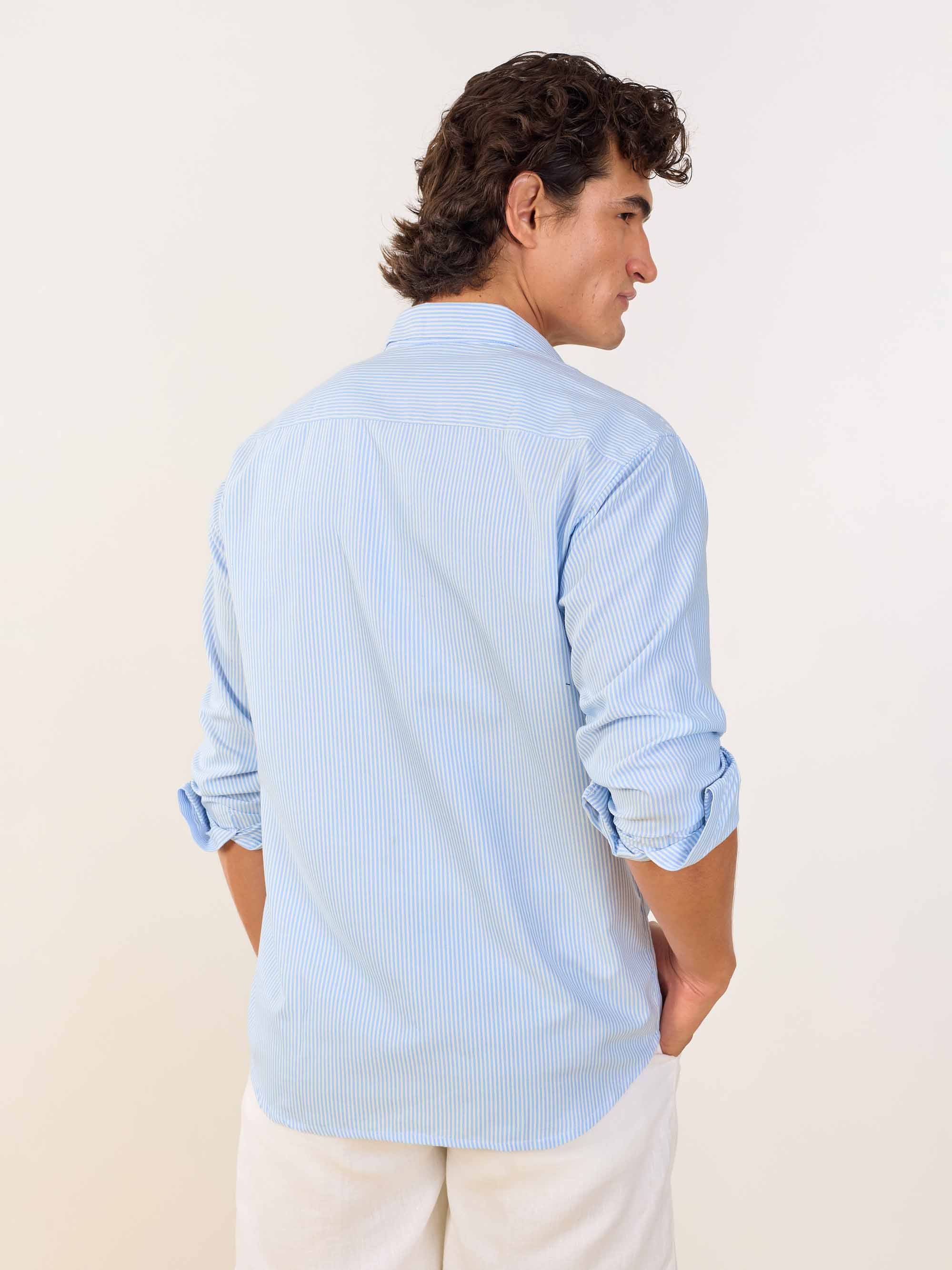 Relaxed Fit Blue Striped Shirt - Image 7