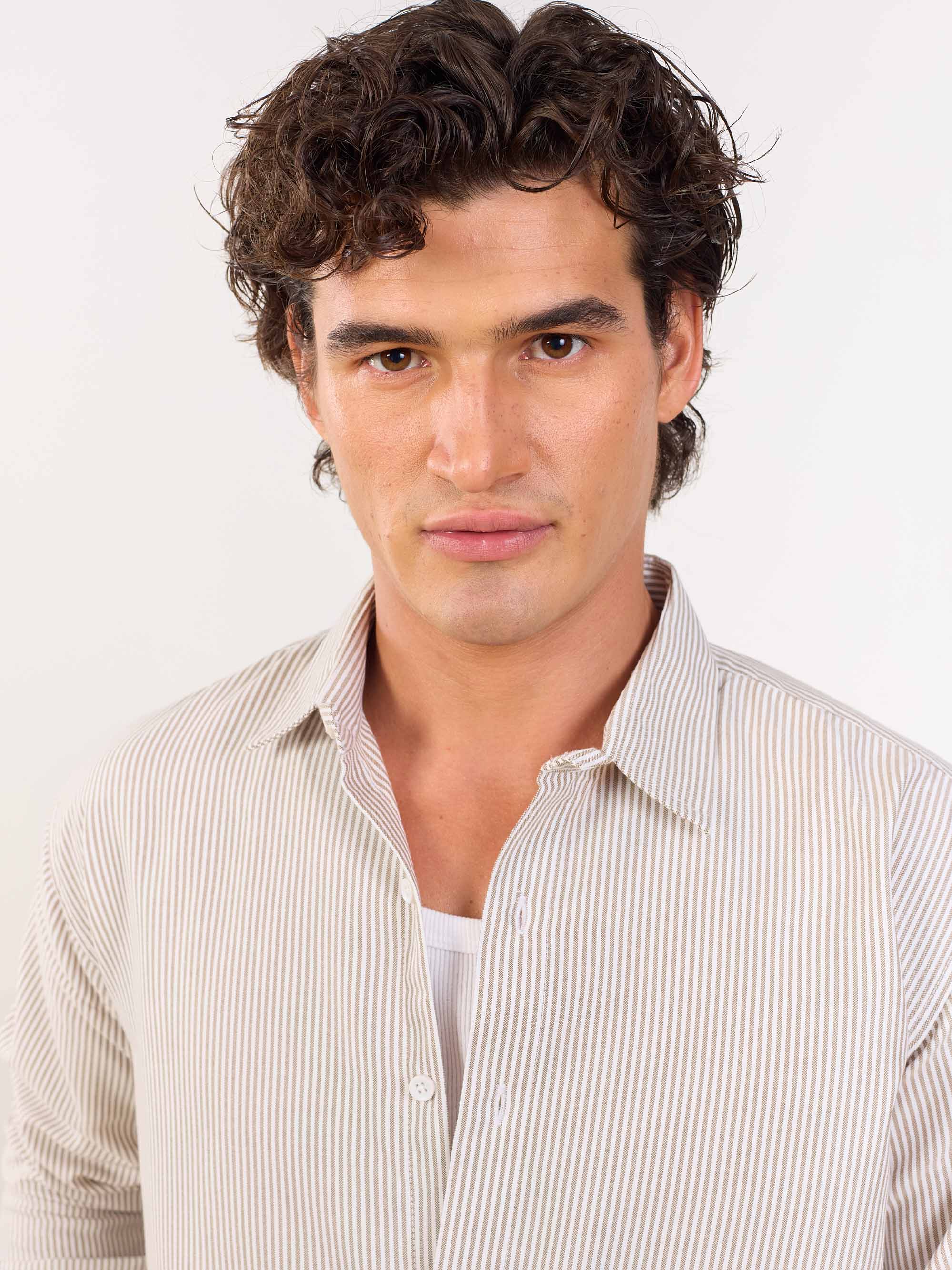 Relaxed Fit Brown Striped Shirt - Image 4