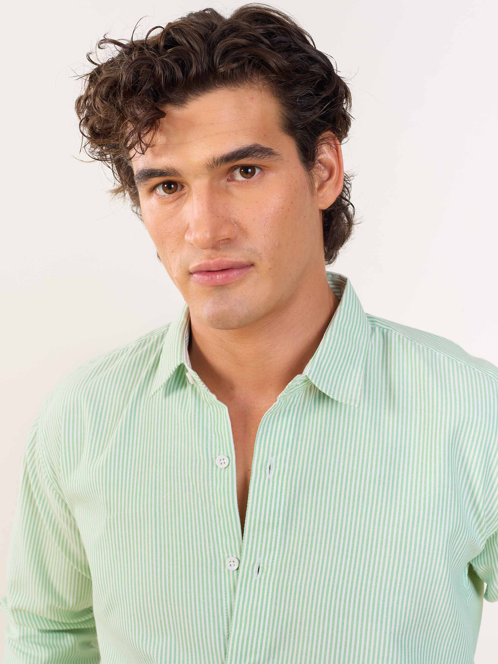 Relaxed Fit Green Striped Shirt - Image 4