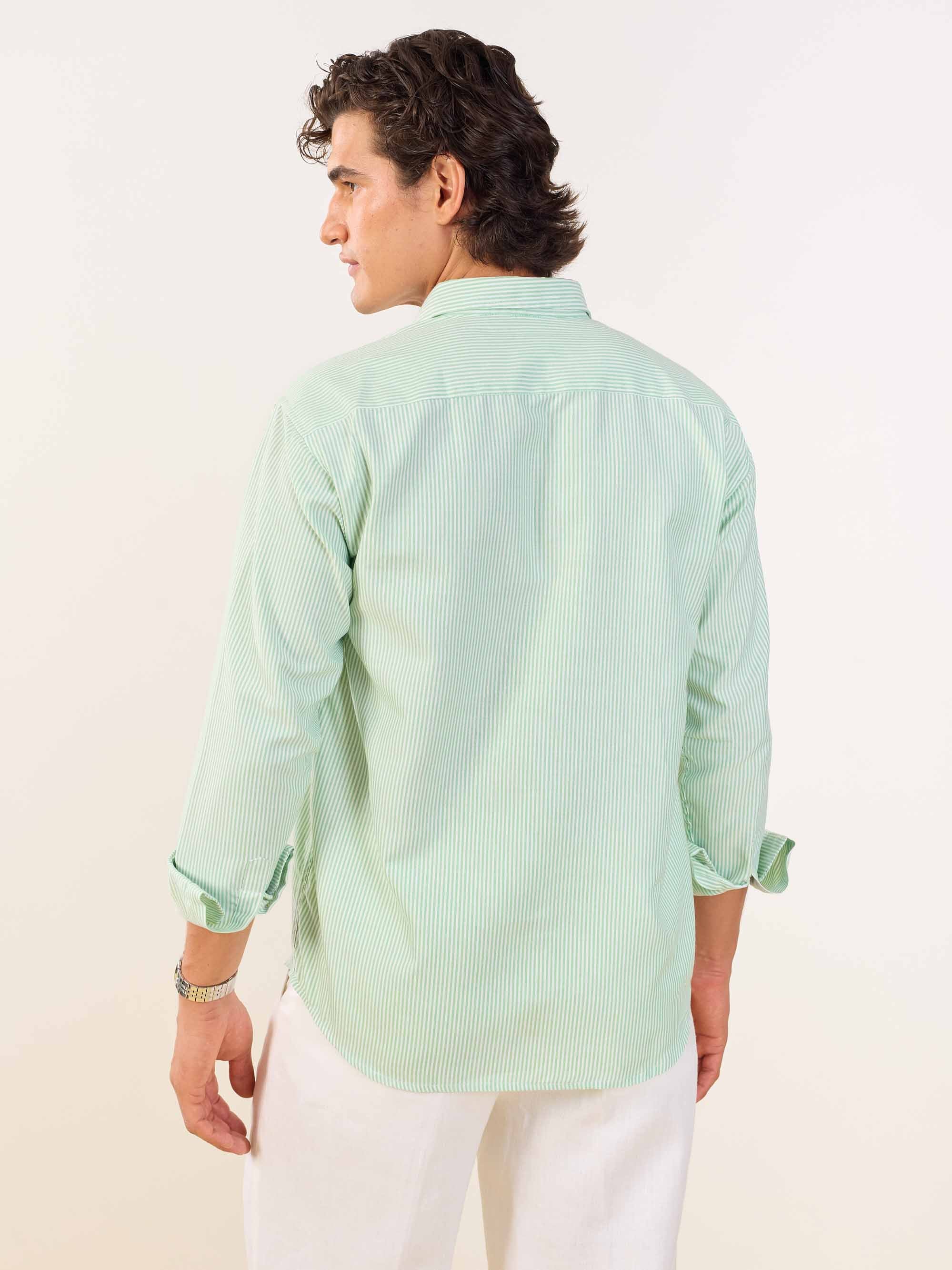 Relaxed Fit Green Striped Shirt - Image 7