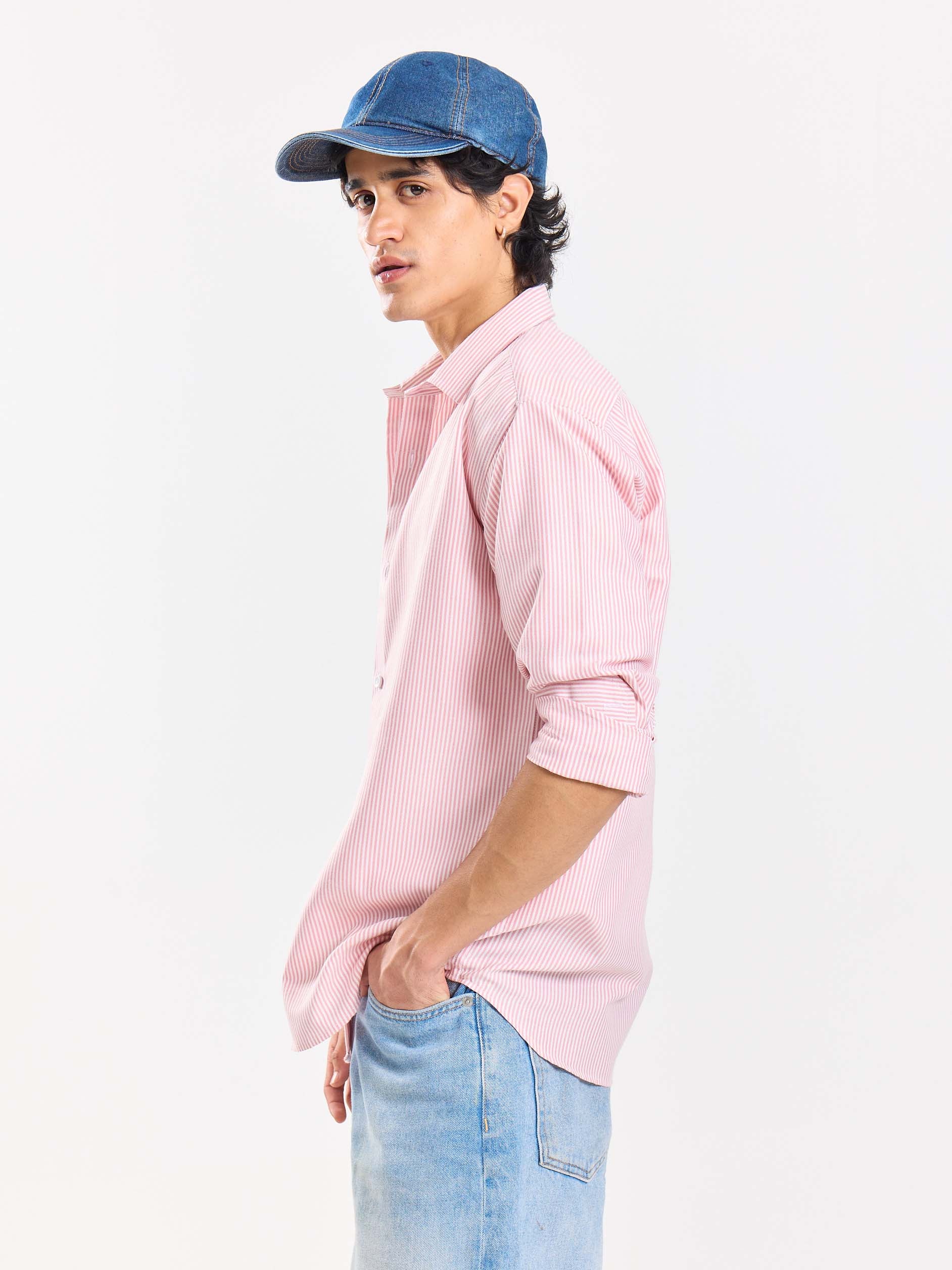 Relaxed Fit Pink Striped Shirt - Image 5