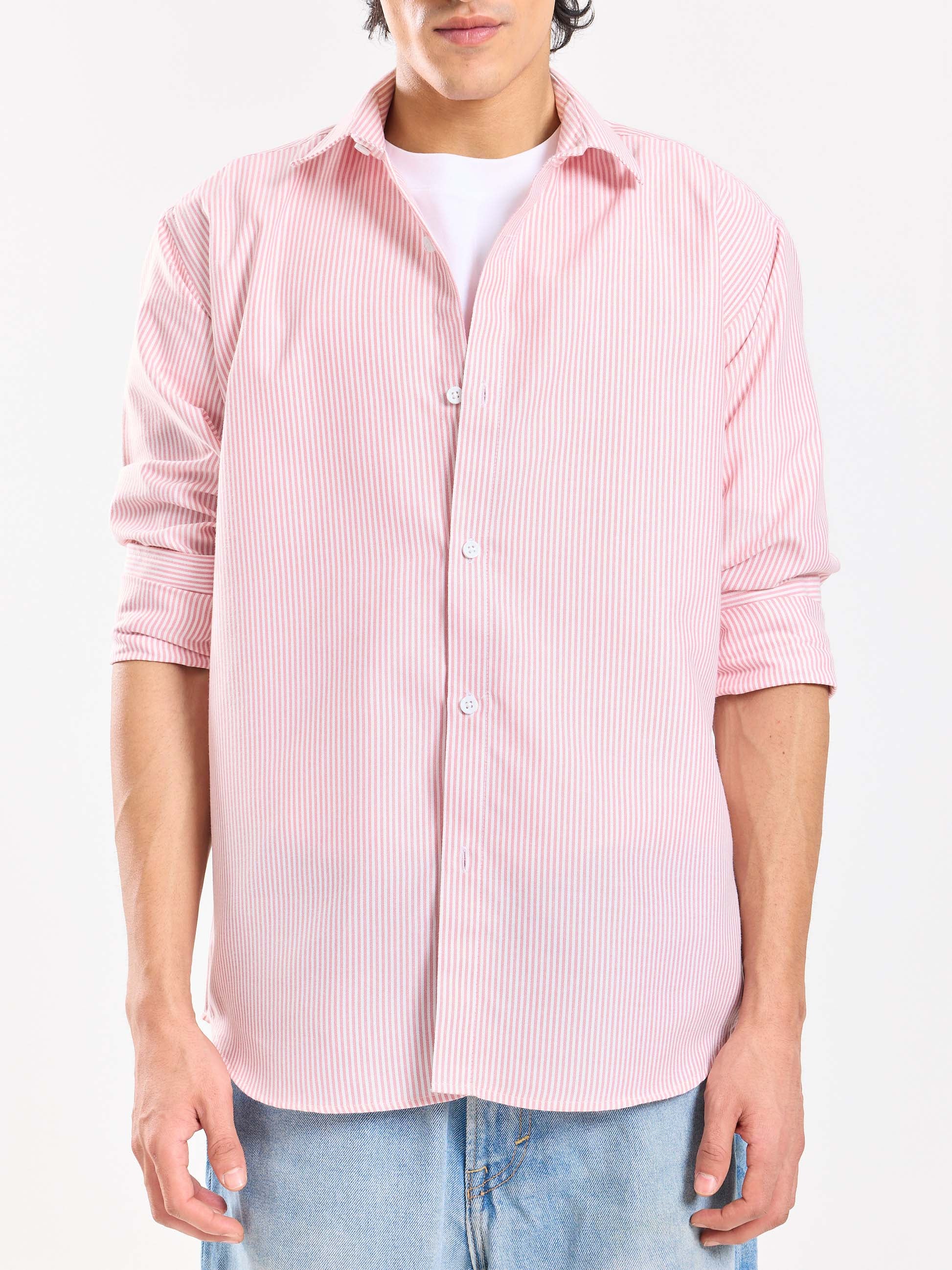 Relaxed Fit Pink Striped Shirt - Image 6