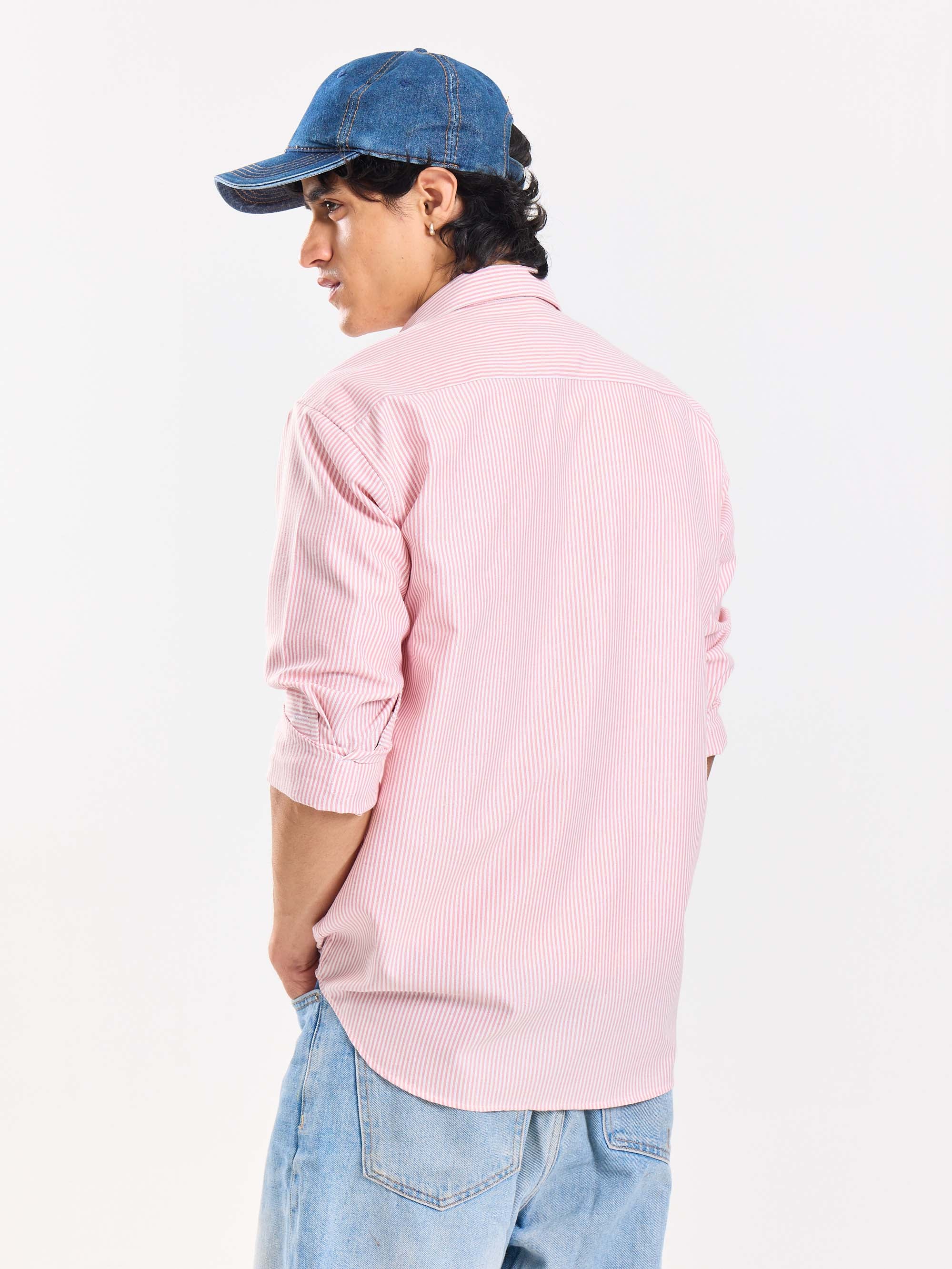 Relaxed Fit Pink Striped Shirt - Image 7