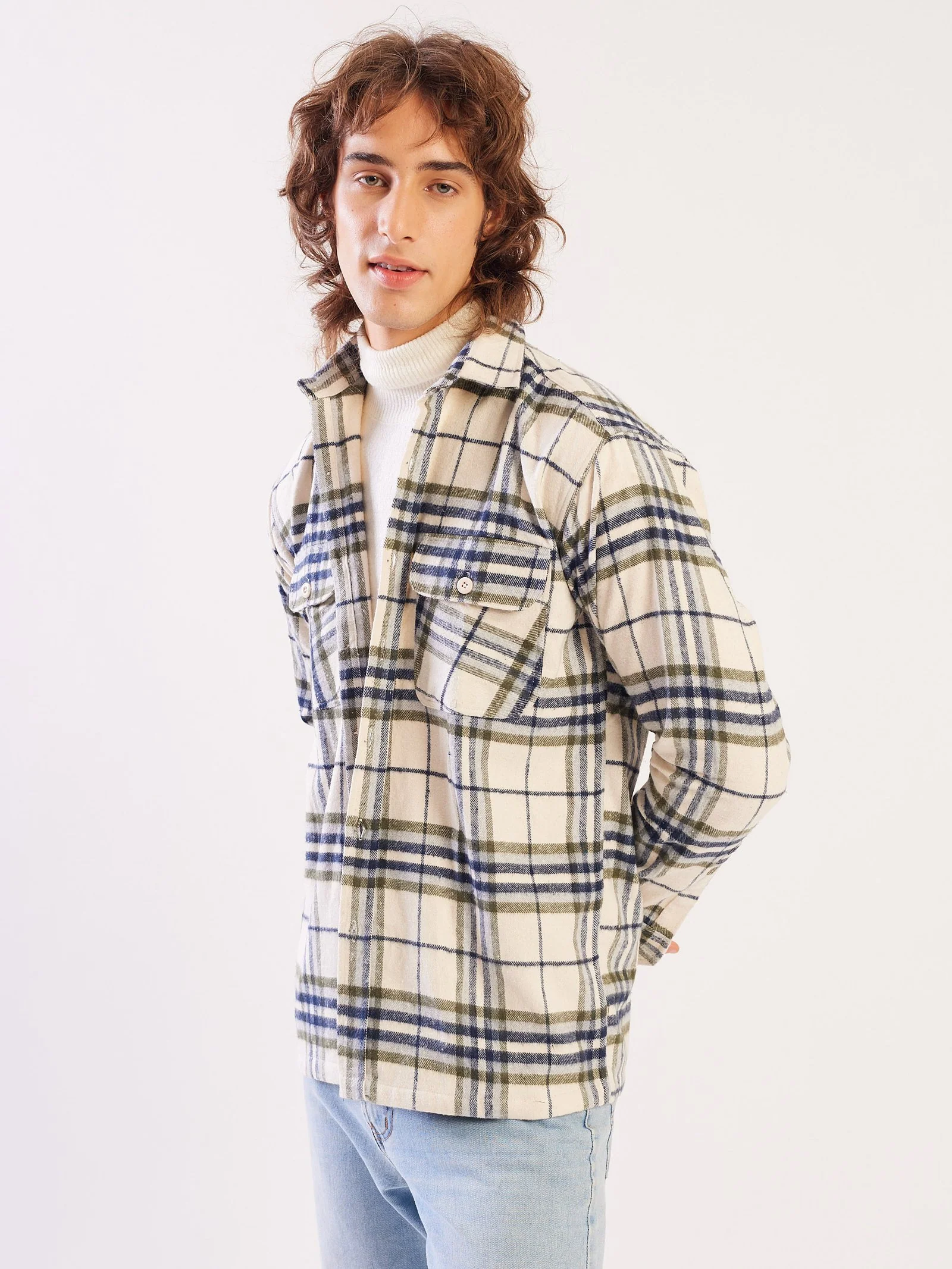 Relaxed Fit Plaid Shacket - Image 5