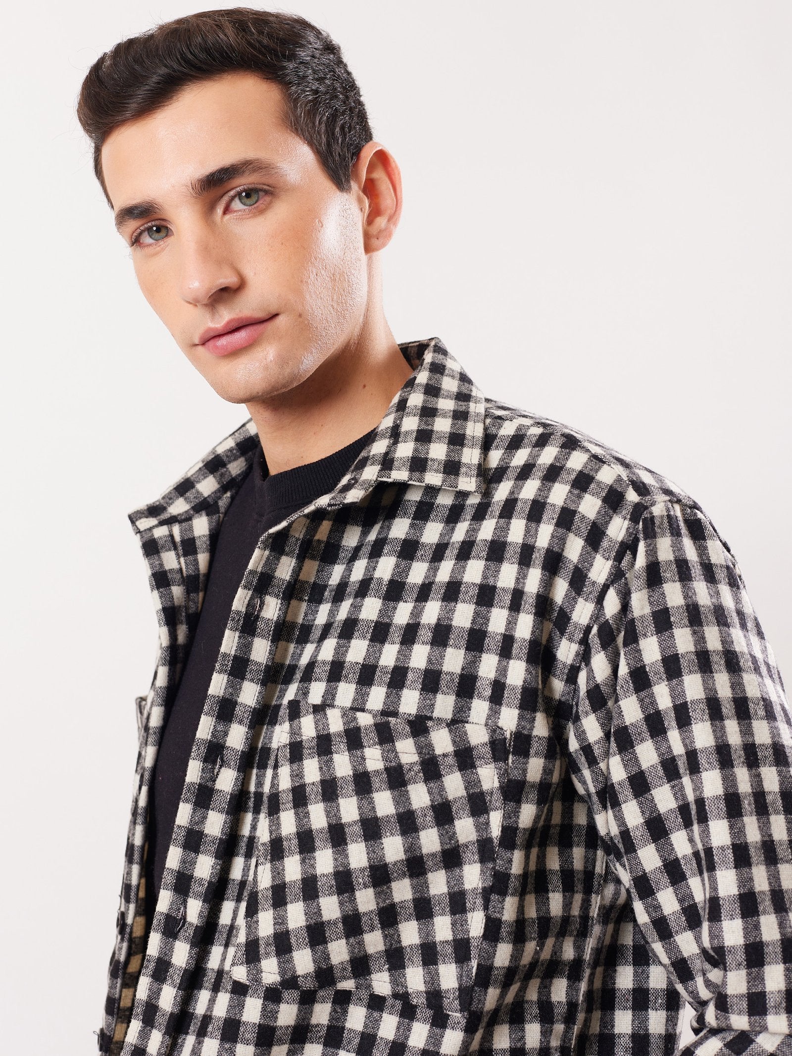 Relaxed Fit Plaid Shacket - Image 3