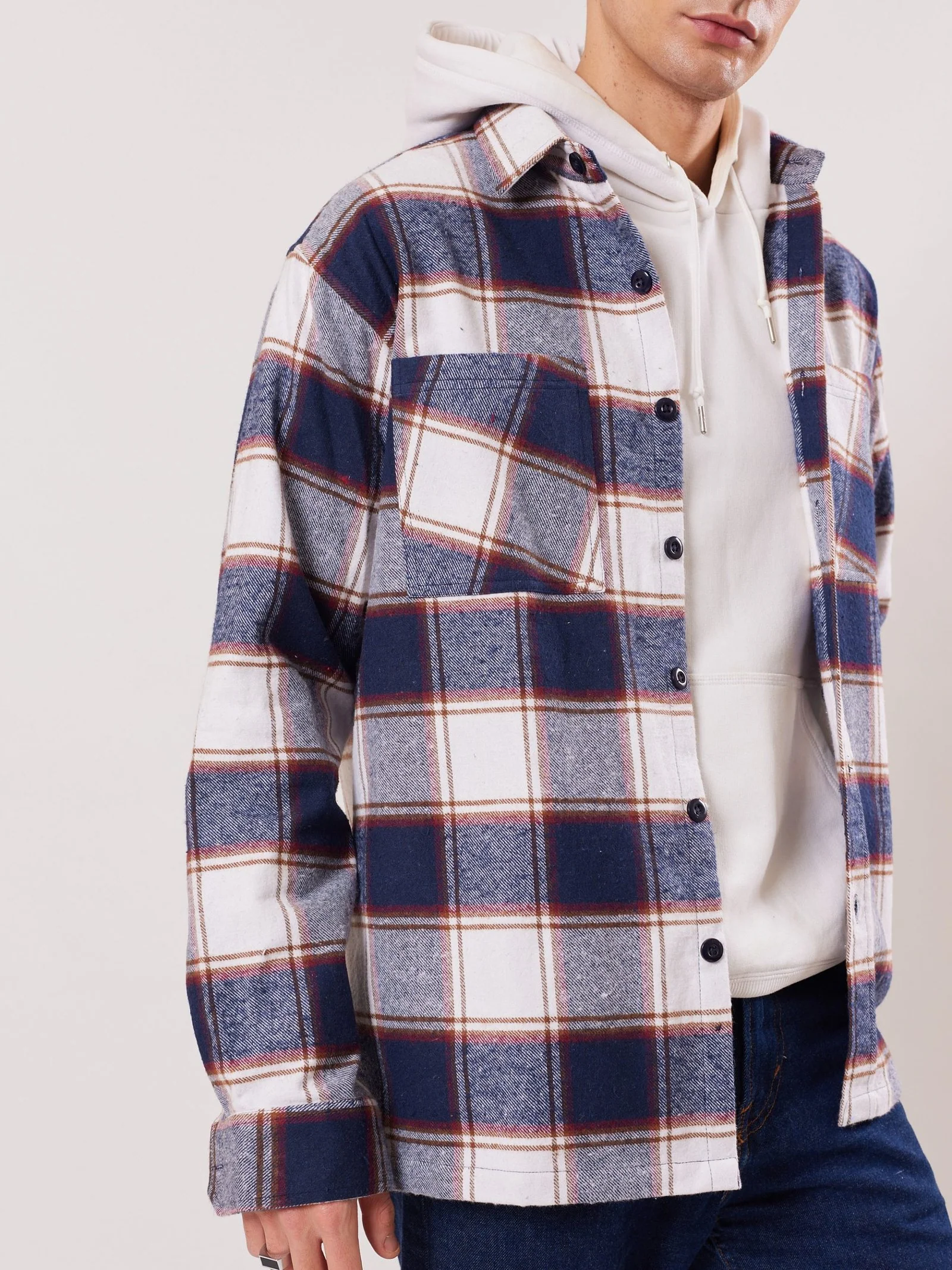 Relaxed Fit Plaid Shacket - Image 4