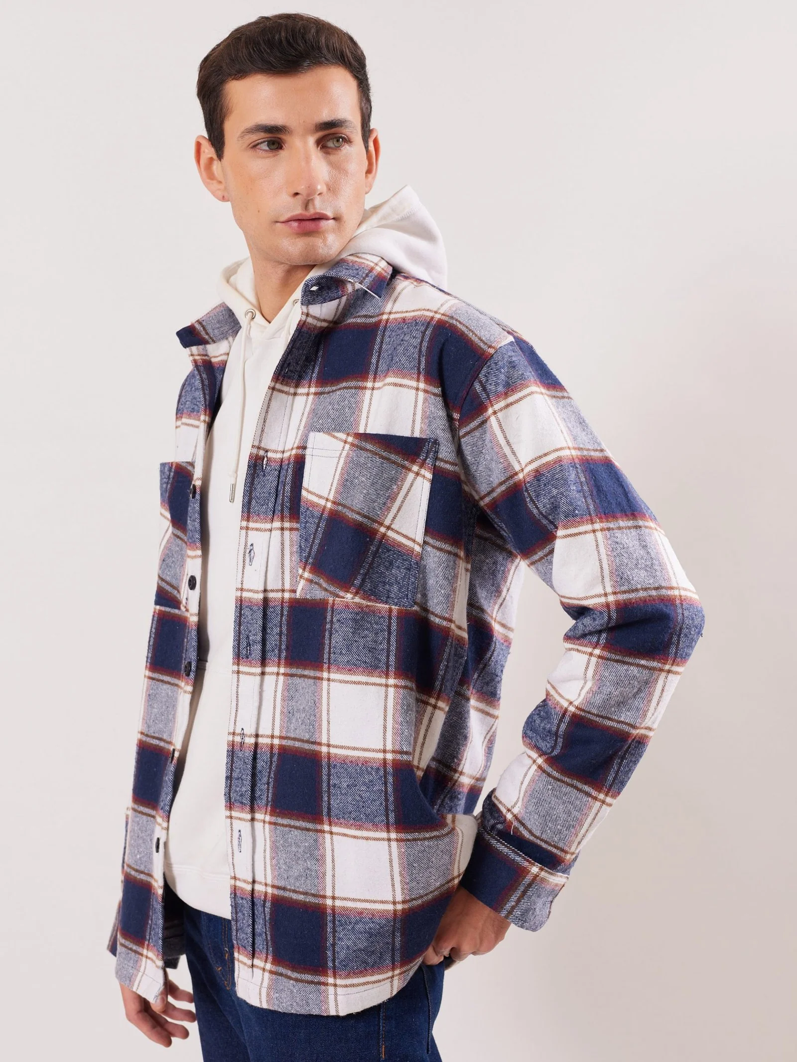 Relaxed Fit Plaid Shacket - Image 5