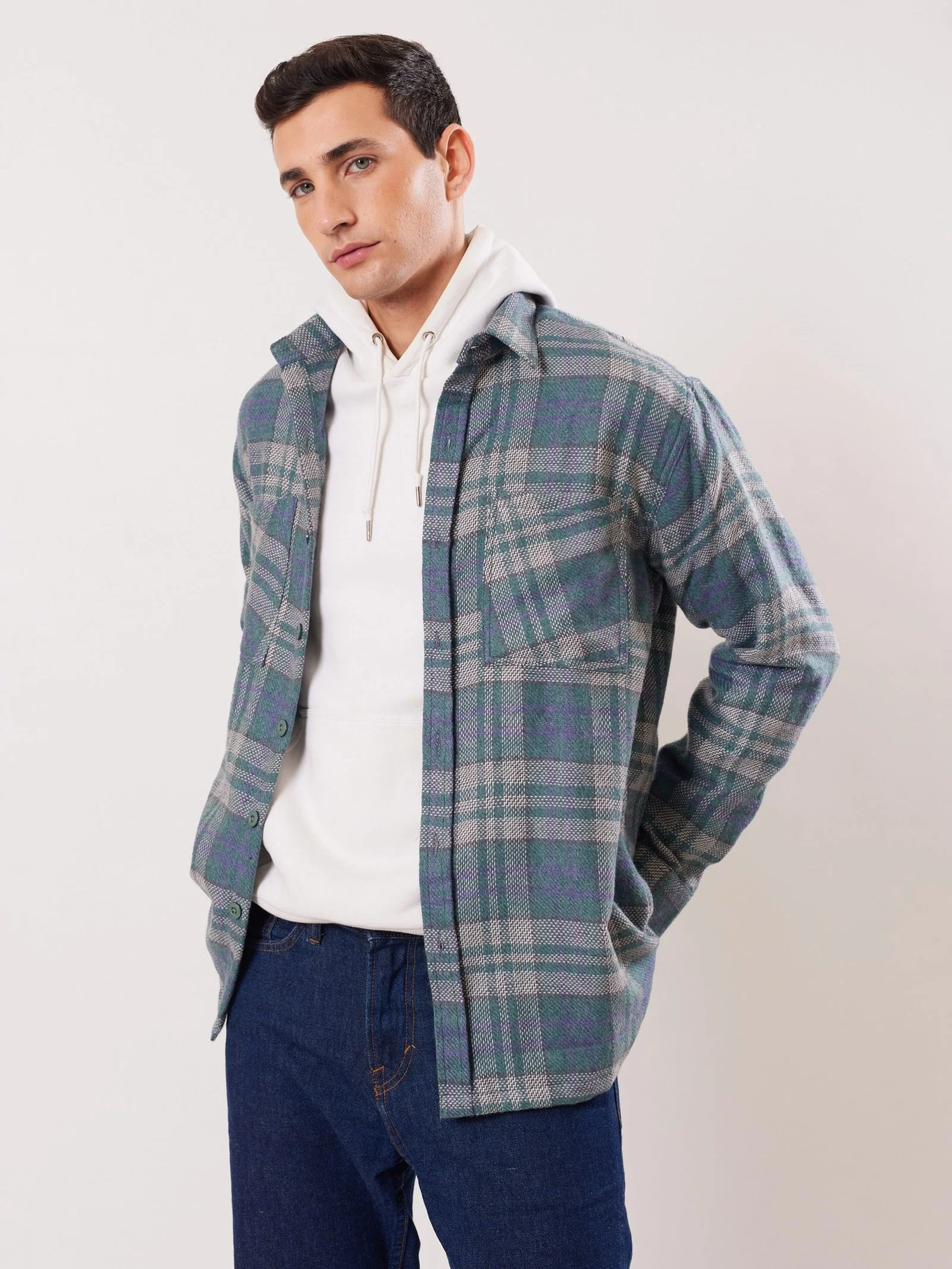 Relaxed Fit Plaid Shacket - Image 5