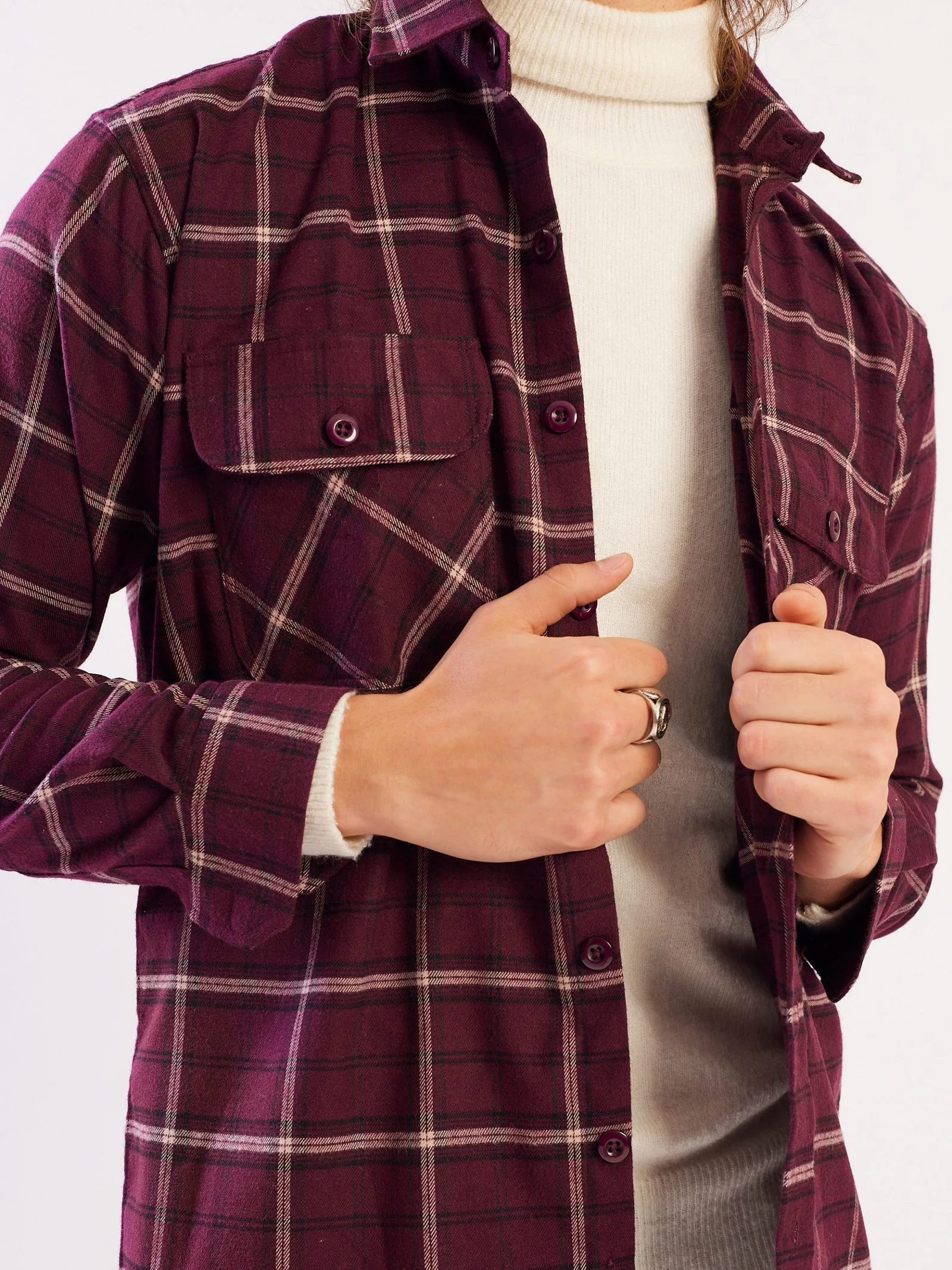 Relaxed Fit Plaid Shacket - Image 4