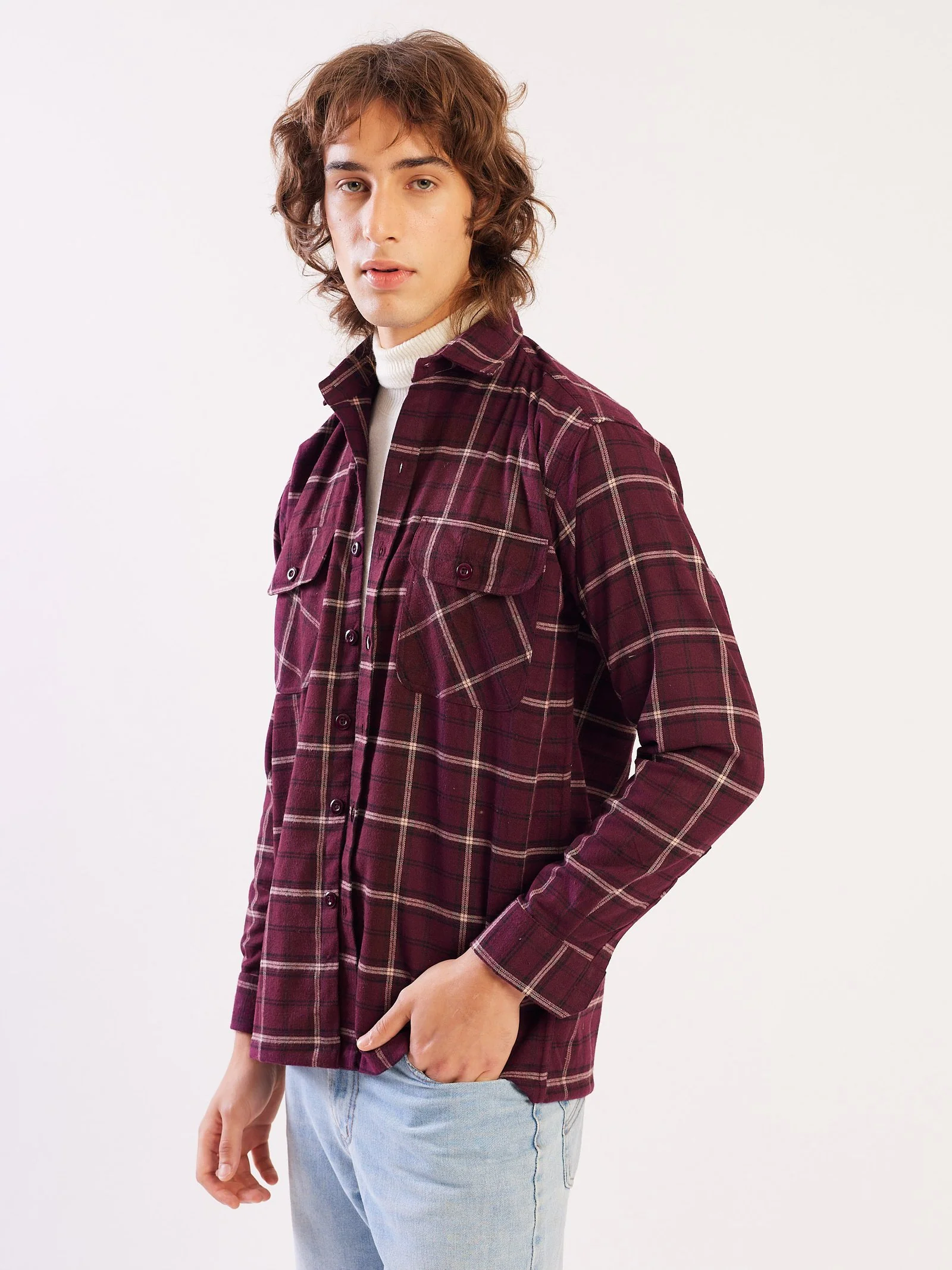 Relaxed Fit Plaid Shacket - Image 5