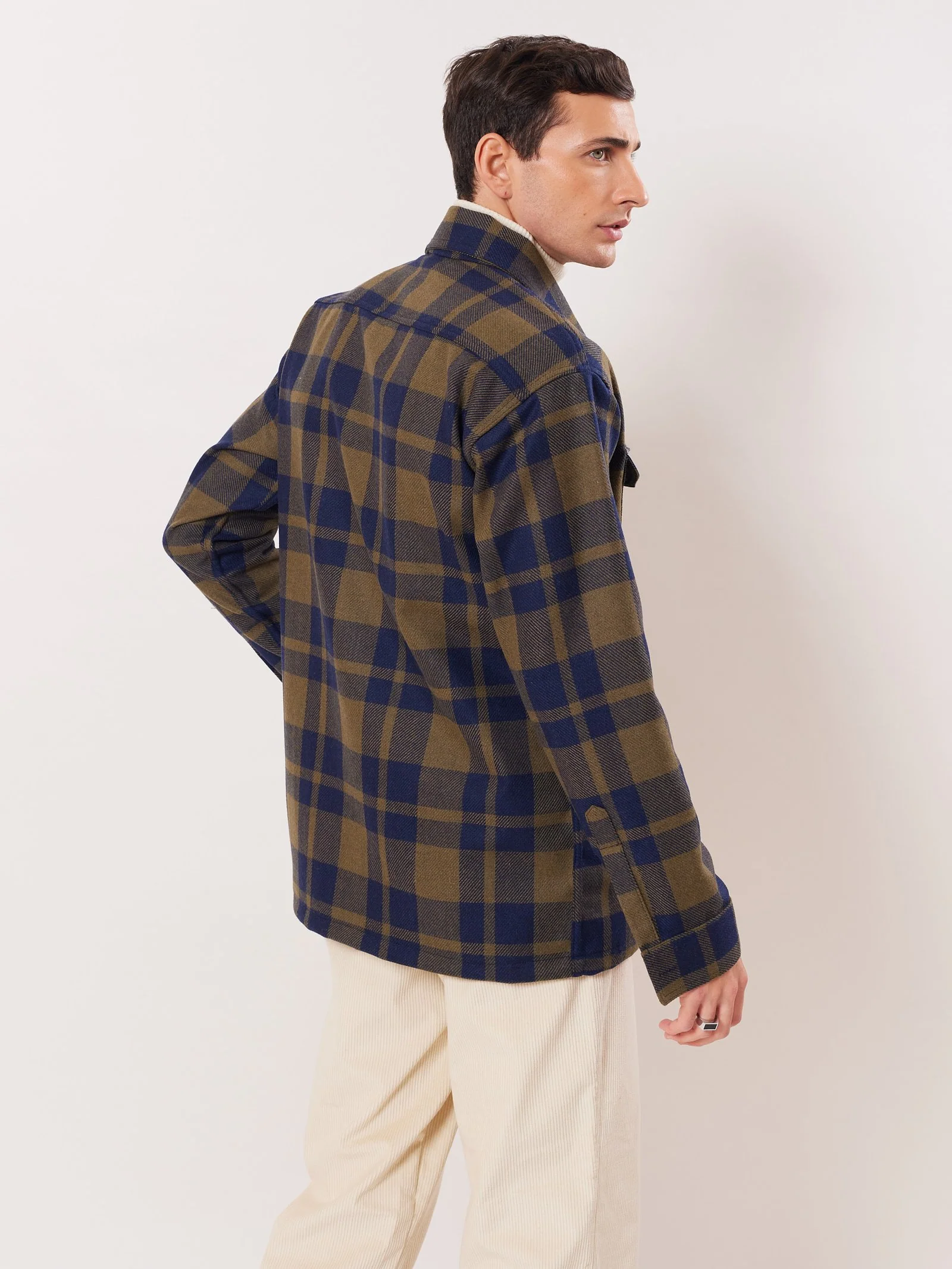 Relaxed Fit Plaid Zipper Jacket - Image 6