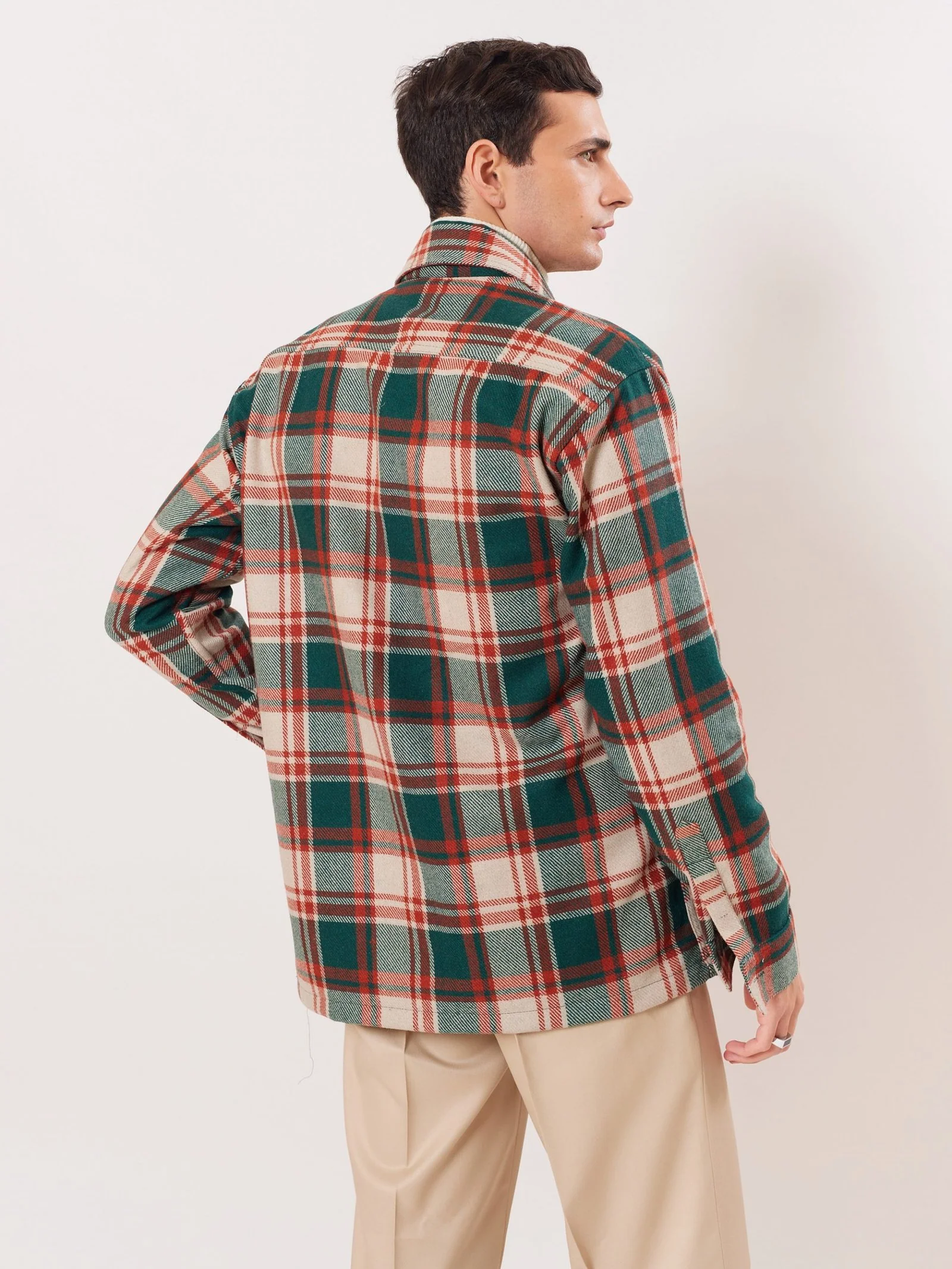 Relaxed Fit Plaid Zipper Jacket - Image 6