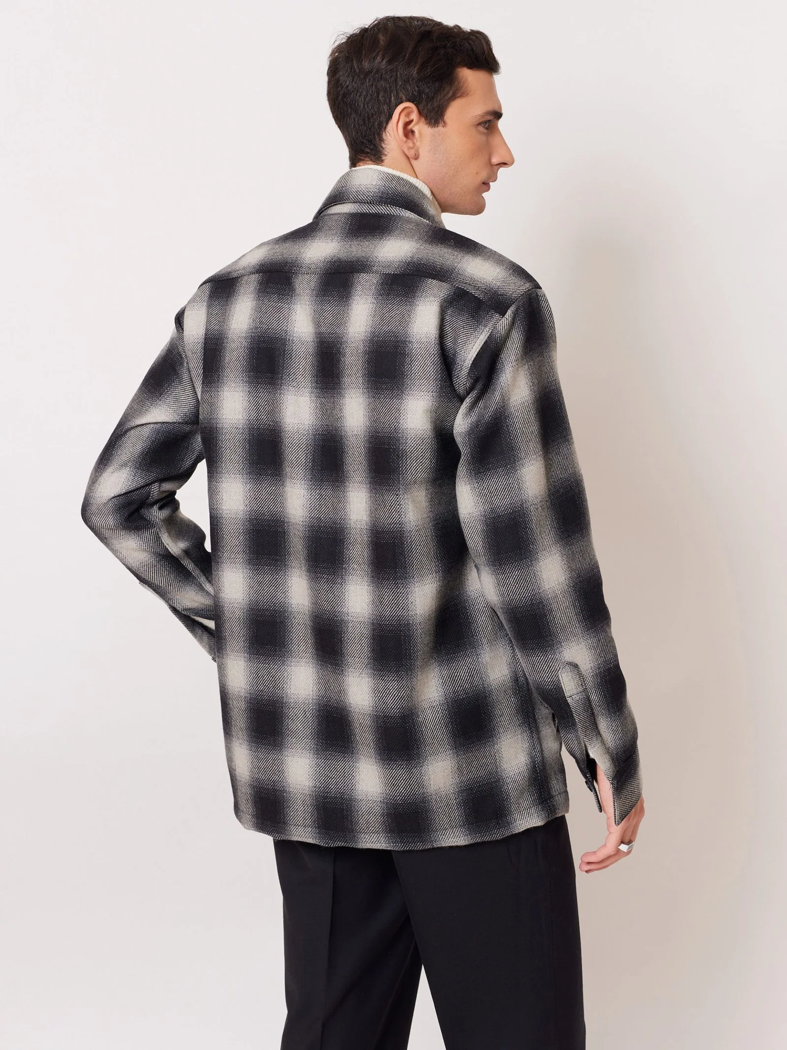 Relaxed Fit Plaid Zipper Jacket - Image 6