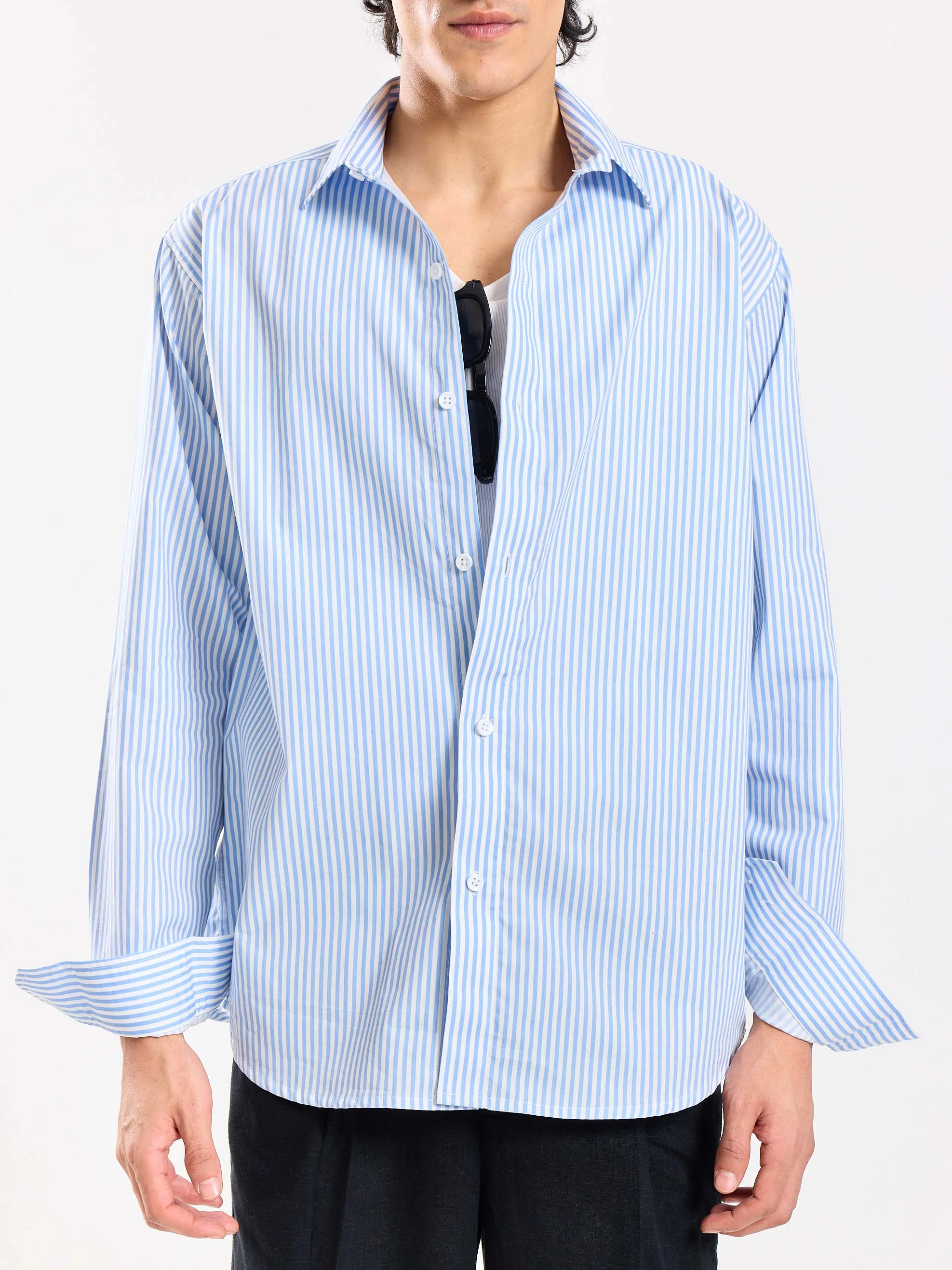 Relaxed Fit Poplin Striped Shirt - Image 6