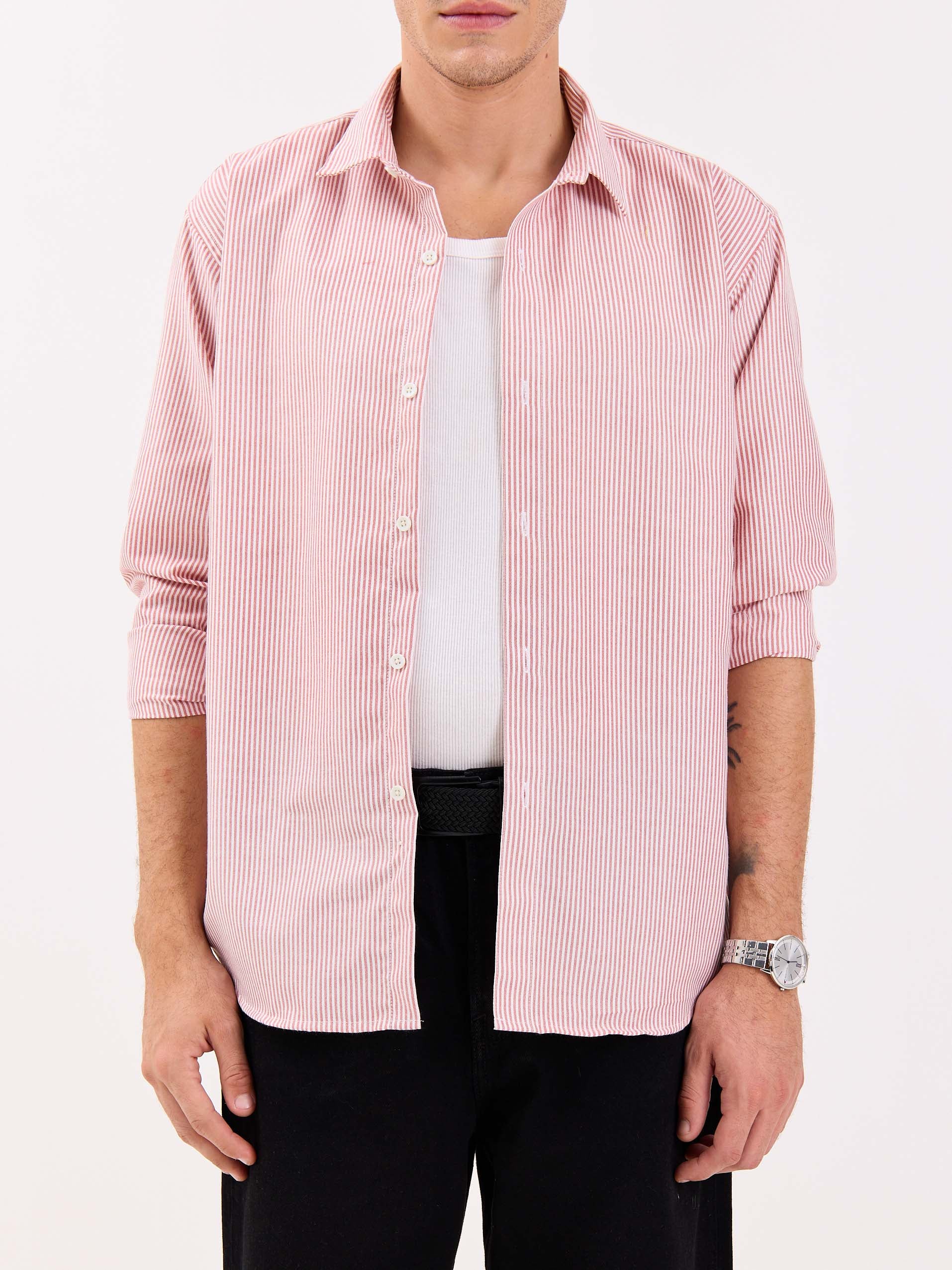 Relaxed Fit Red Striped Shirt - Image 3