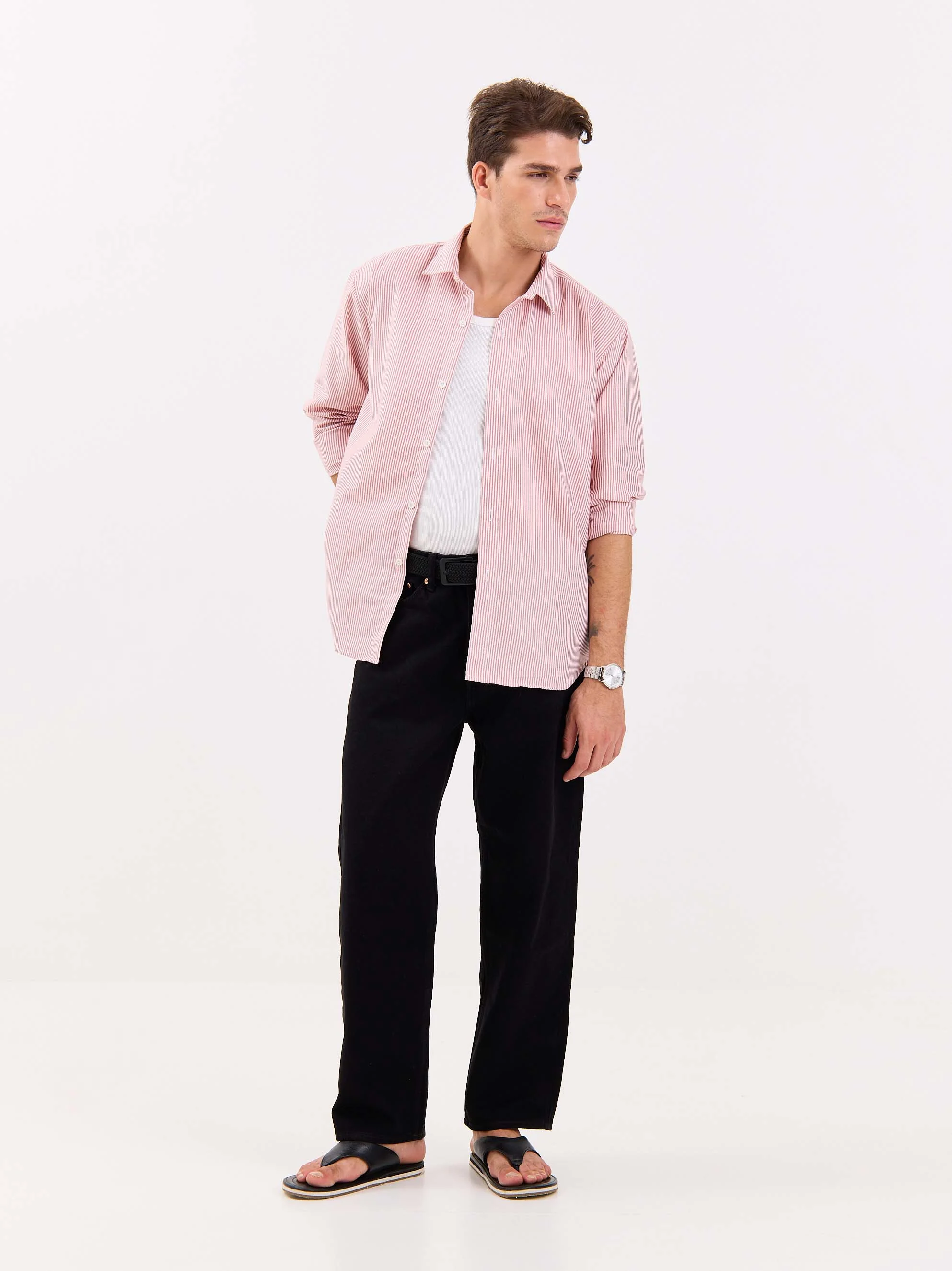 Relaxed Fit Red Striped Shirt - Image 4