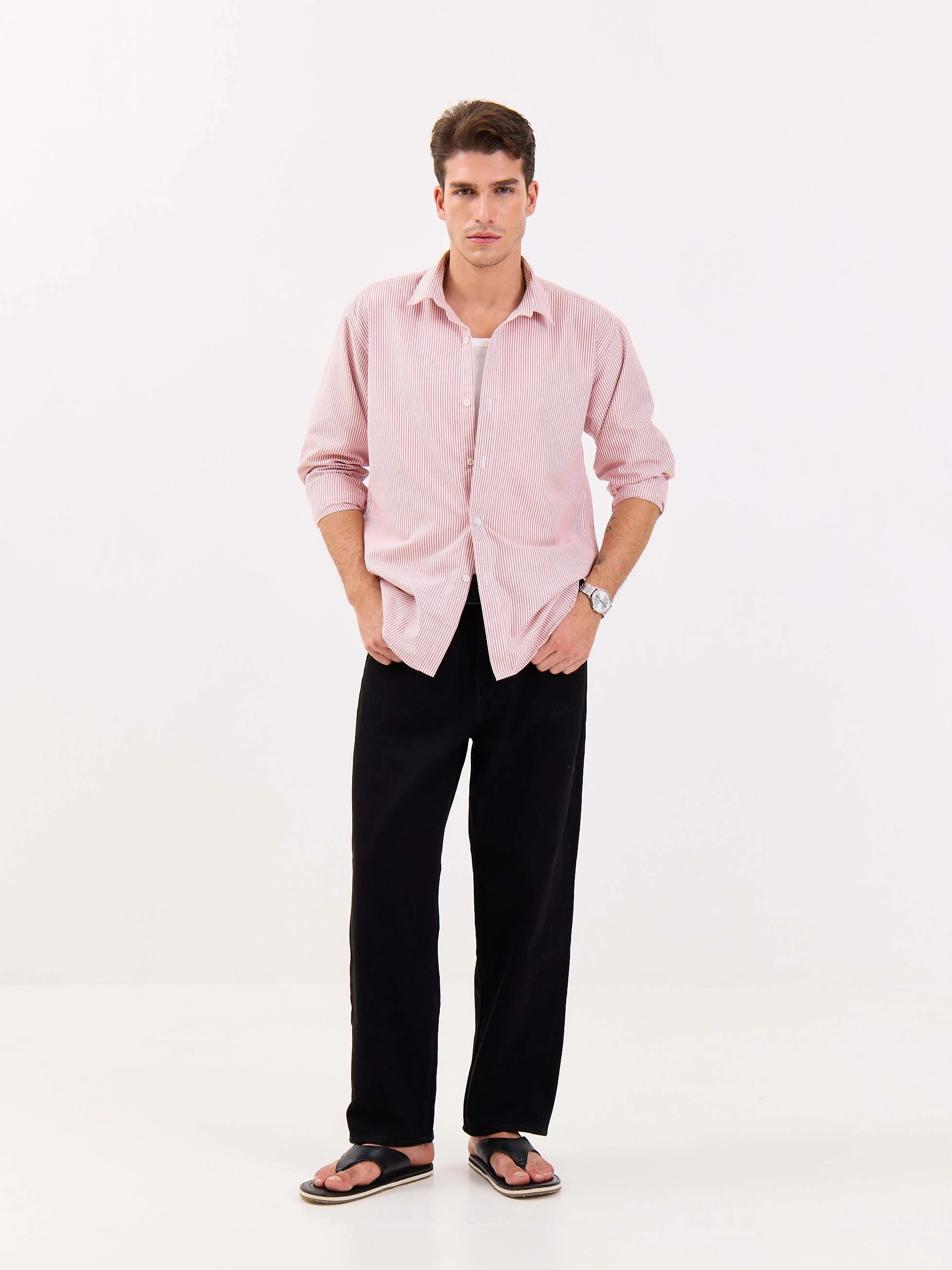 Relaxed Fit Red Striped Shirt - Image 5