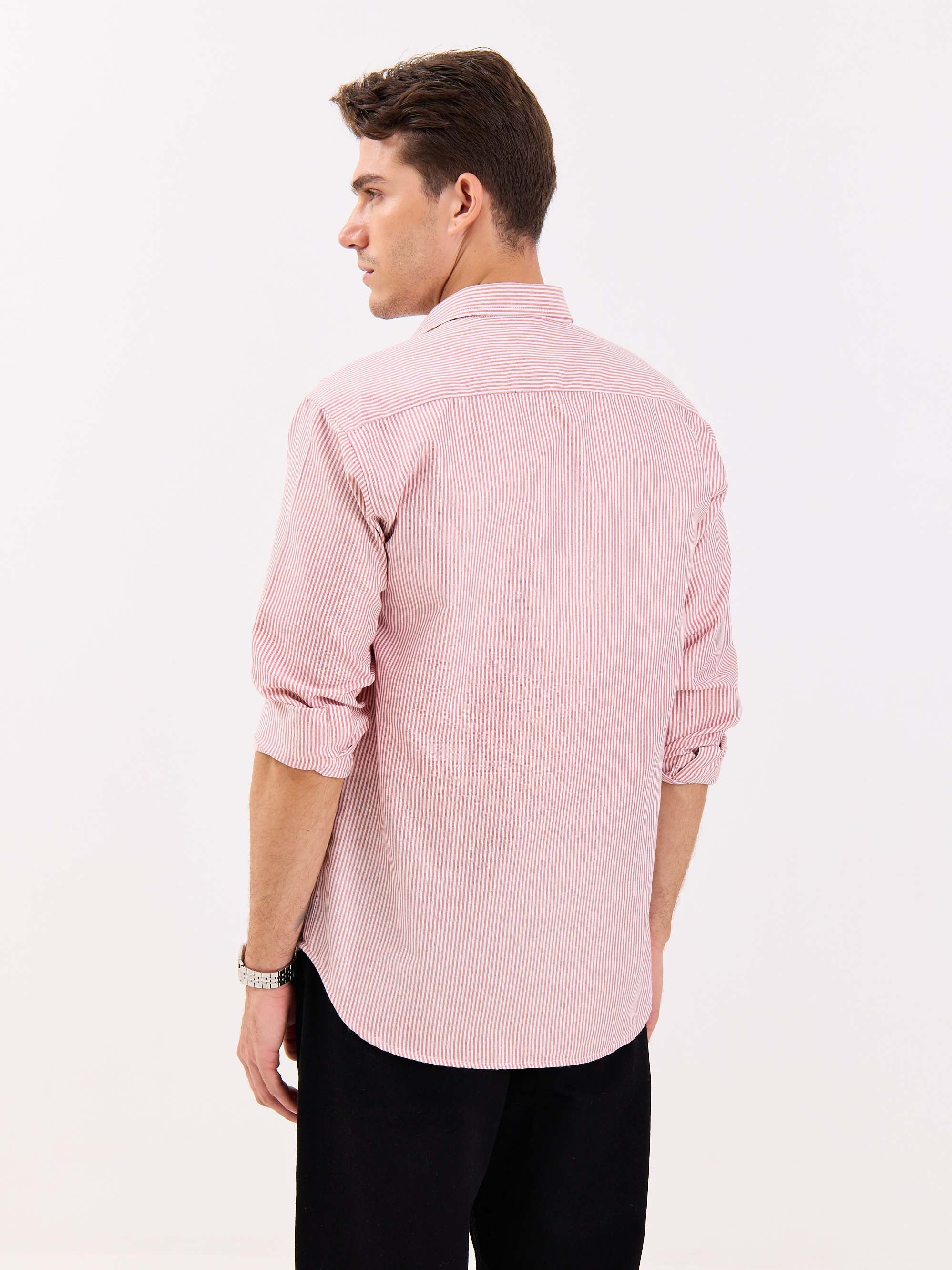 Relaxed Fit Red Striped Shirt - Image 7