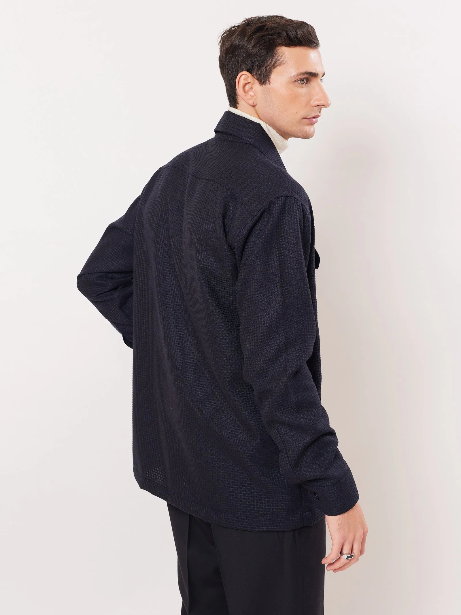 Relaxed Fit Textured Zipper Jacket - Image 6