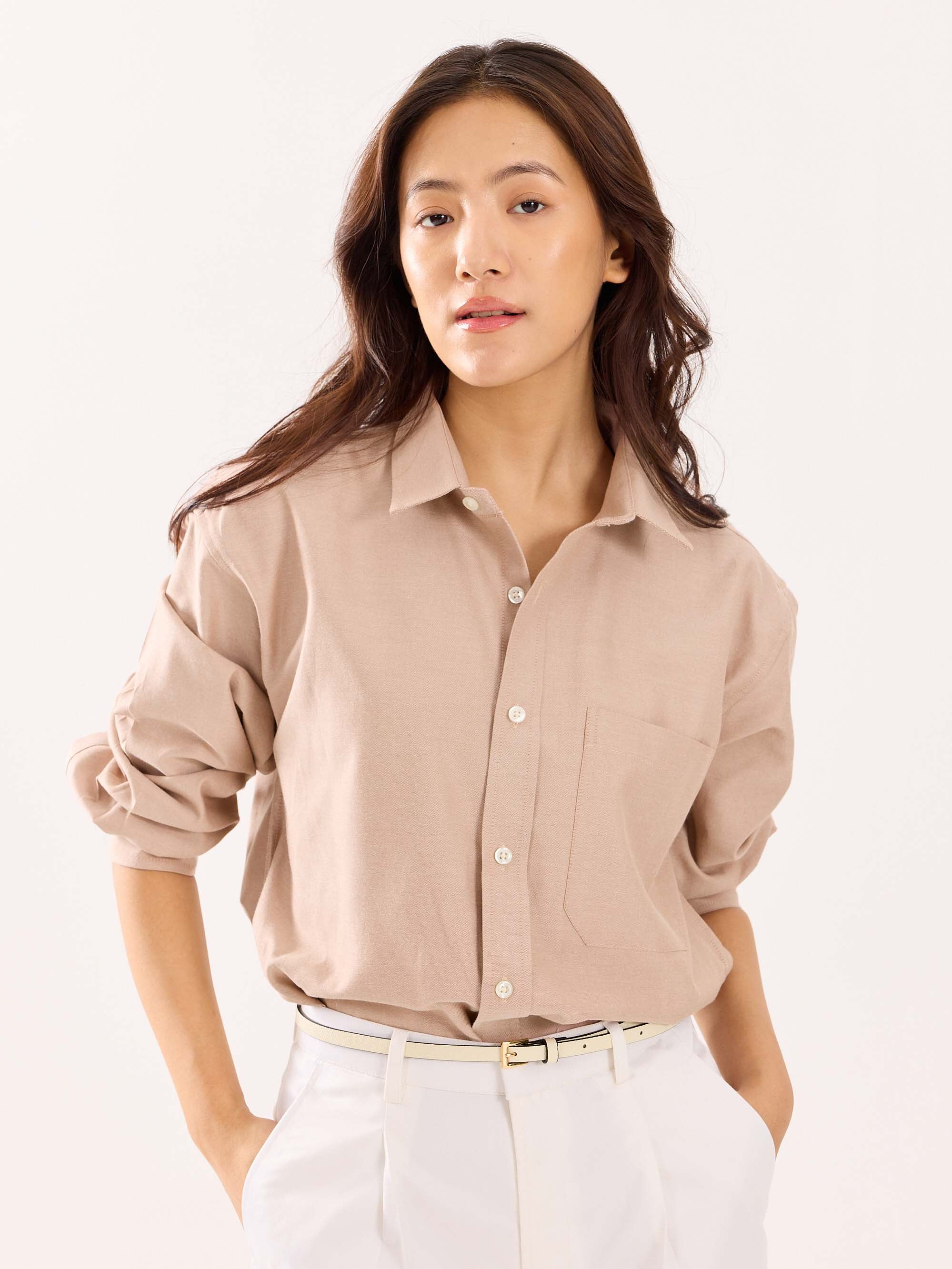Rose Gold Oversized Cropped Shirt - Image 4