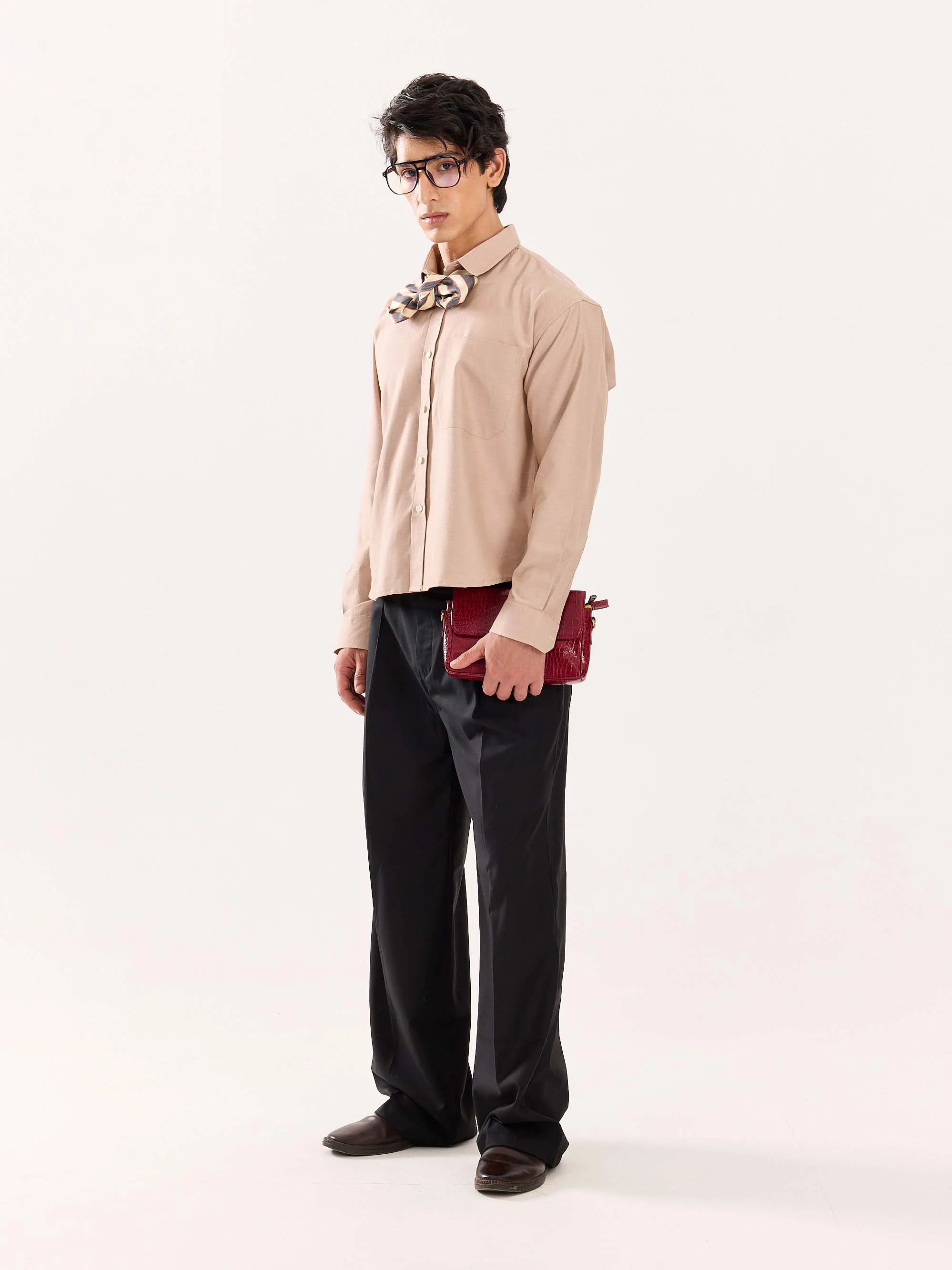 Rose Gold Oversized Cropped Shirt - Image 6