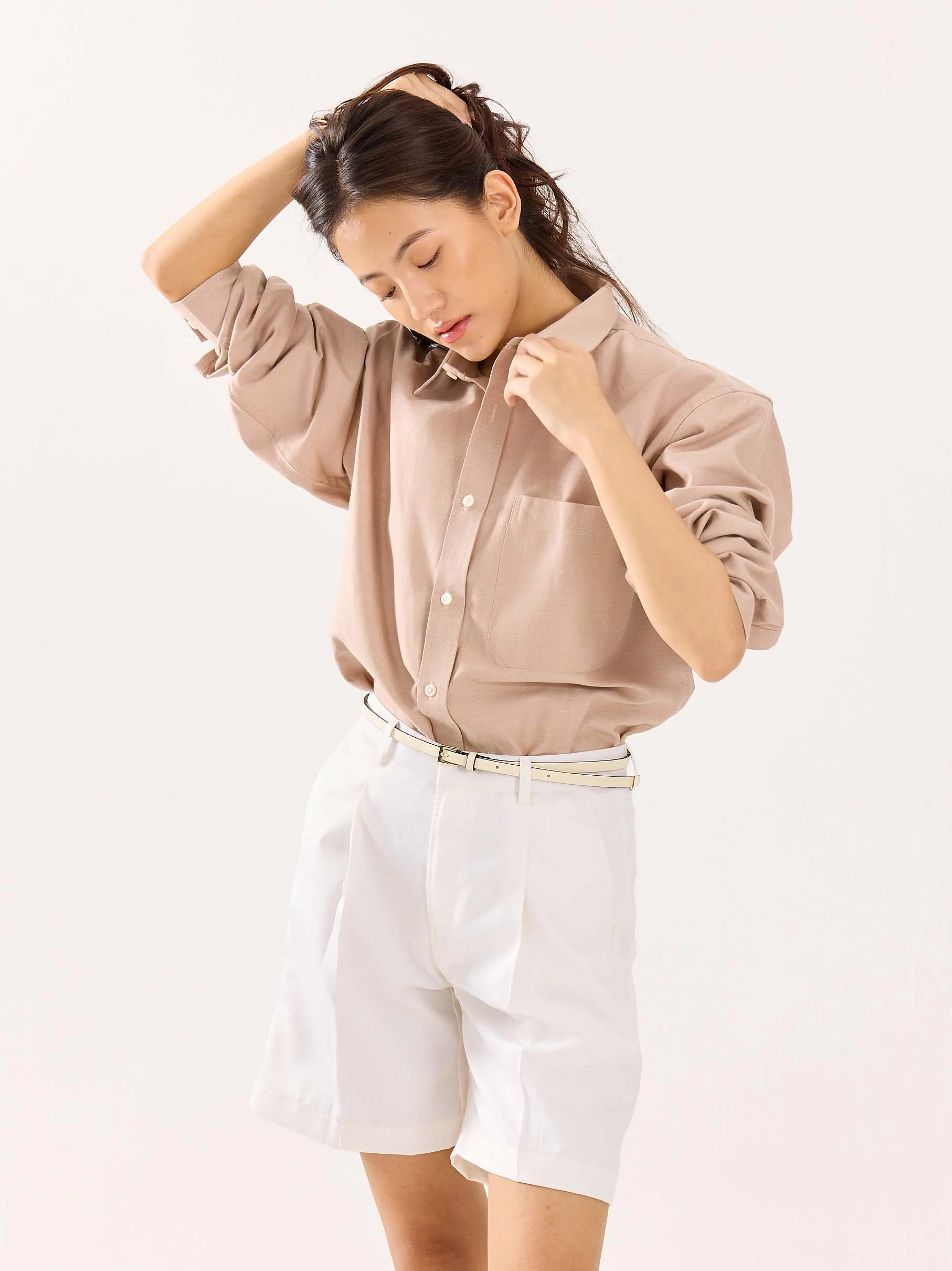 Rose Gold Oversized Cropped Shirt - Image 7