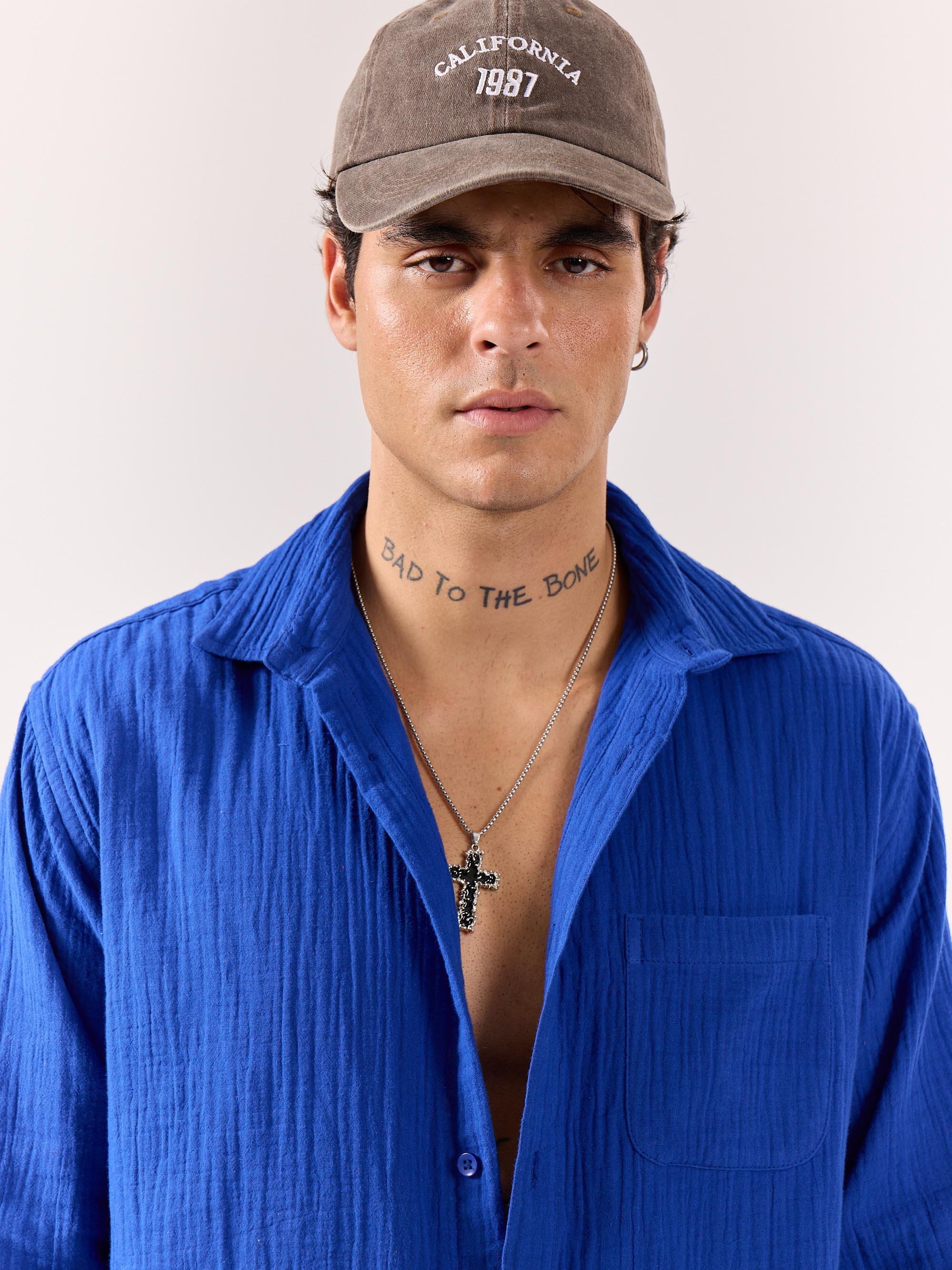 Royal Blue Gauze Holiday Shirt ( Pre-Order ) - Image 4