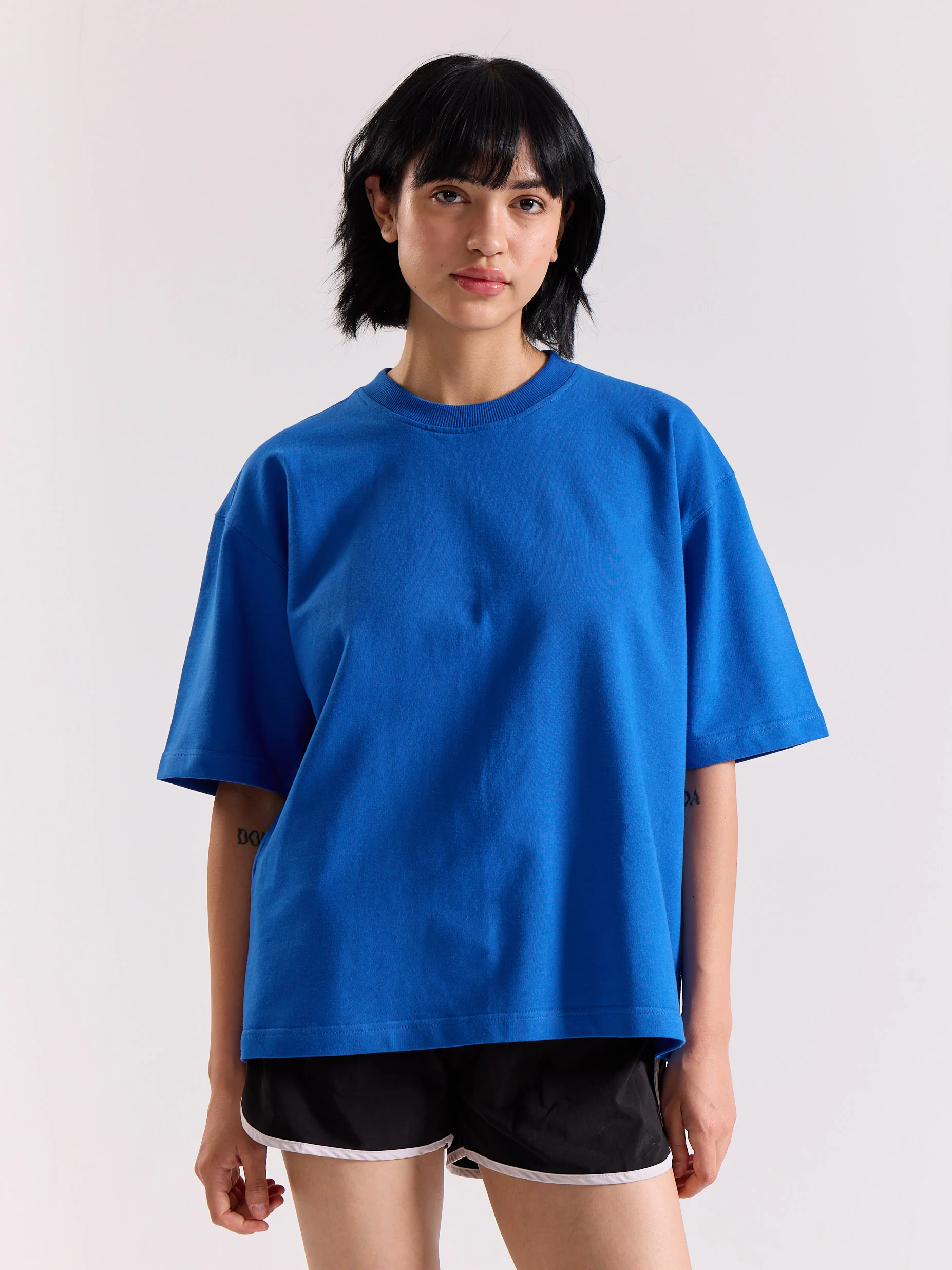 Royal Blue Loose Fit Cropped T-Shirt - Image 4
