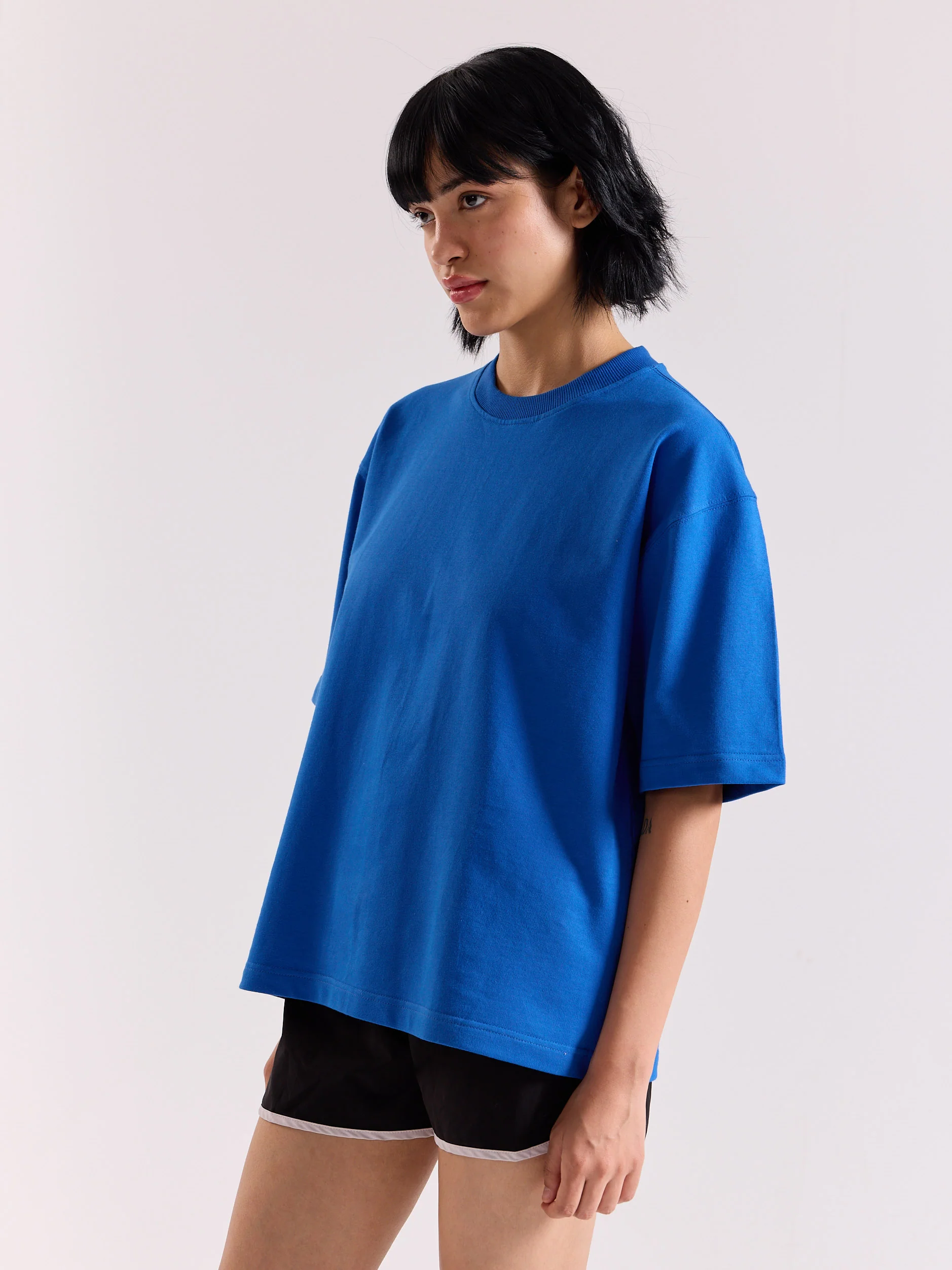 Royal Blue Loose Fit Cropped T-Shirt - Image 6