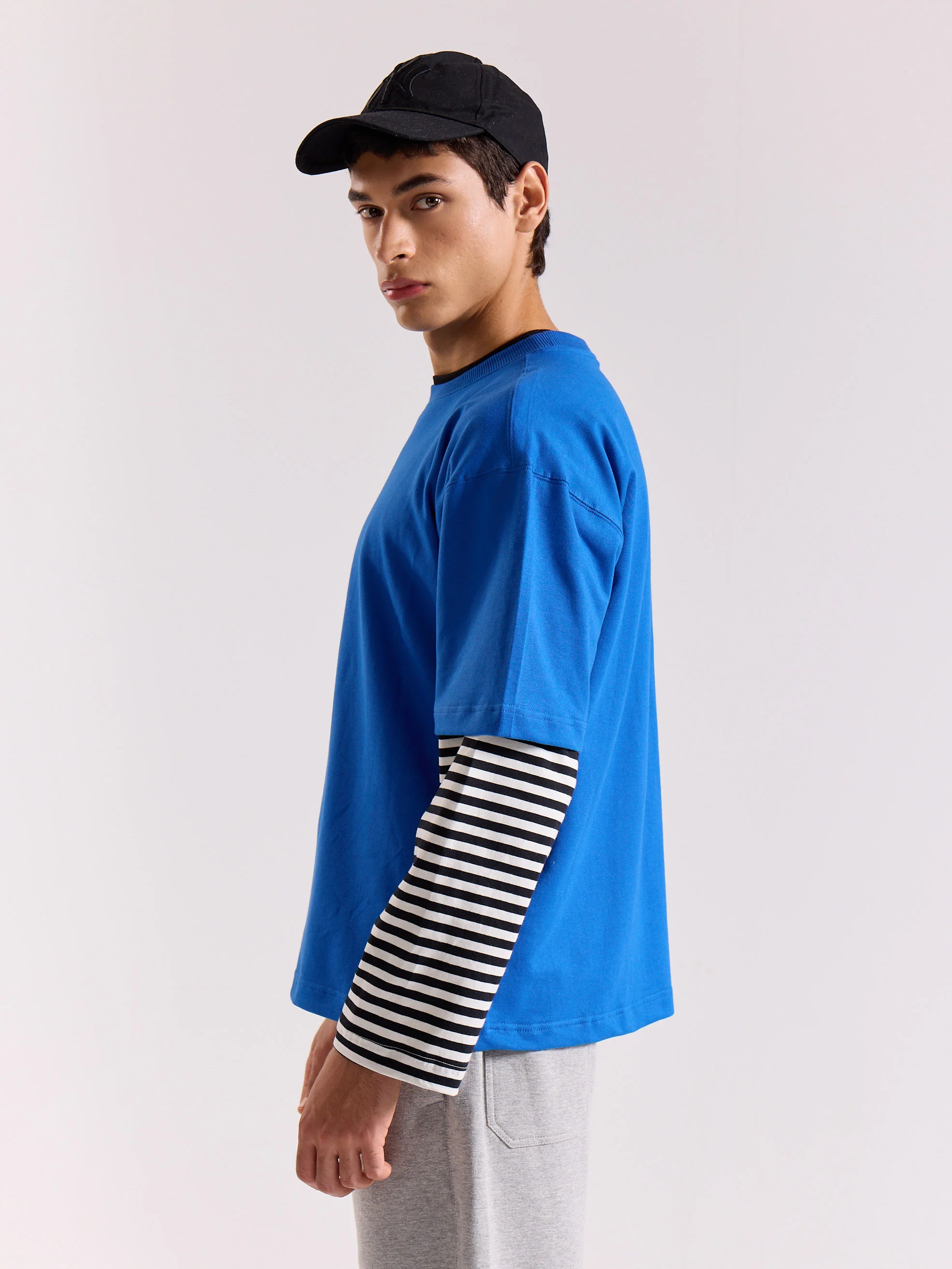 Royal Blue Loose Fit Cropped T-Shirt - Image 7