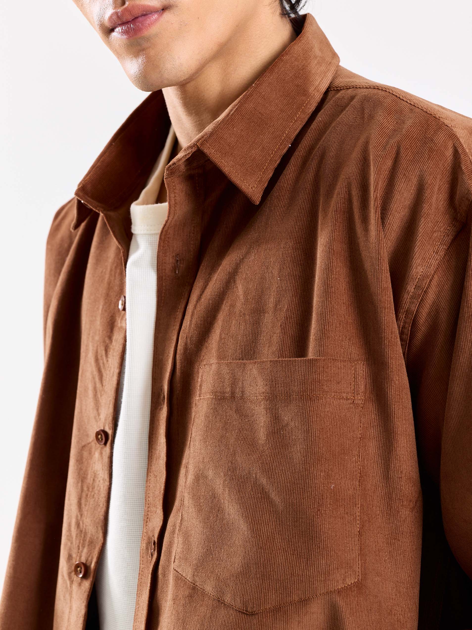 Russet Brown Corduroy Oversized Shirt - Image 7