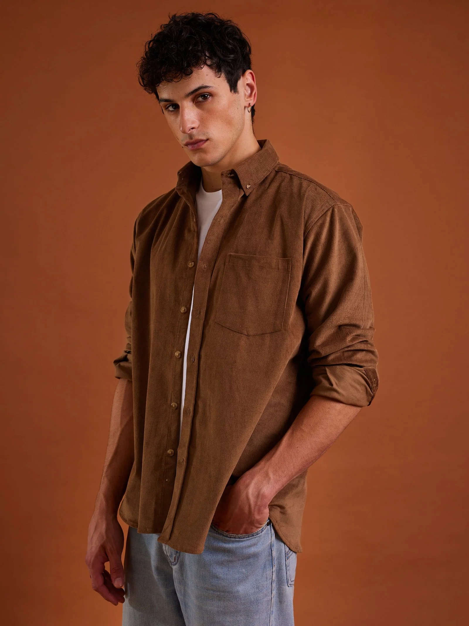 Russet Brown Corduroy Shirt - Image 5