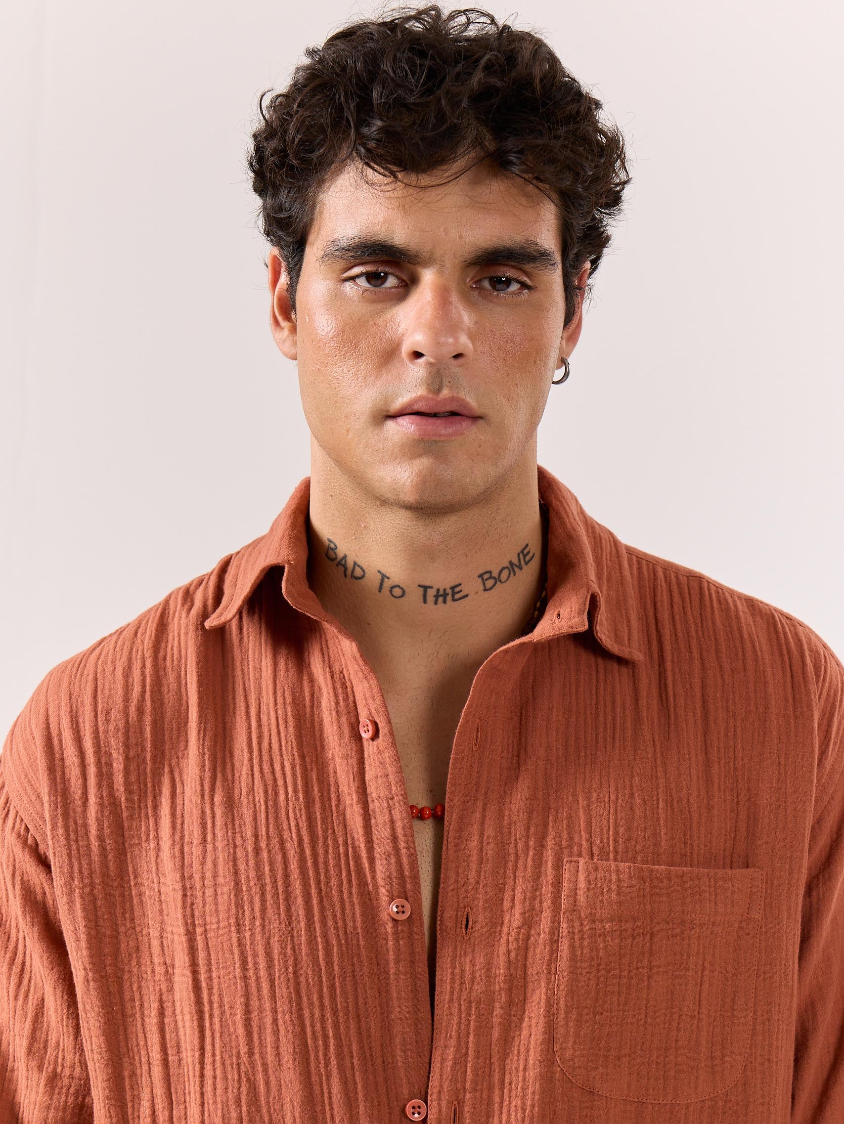 Rust Gauze Holiday Shirt - Image 4