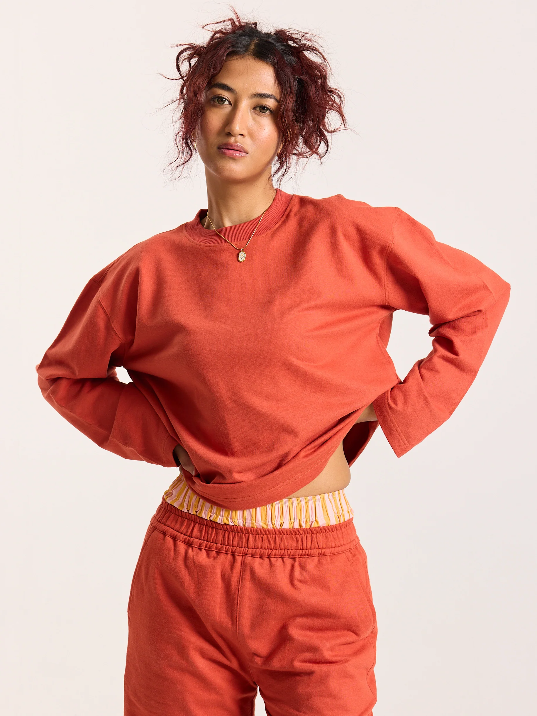 Rust Orange Loose Fit Cropped T-Shirt - Image 4