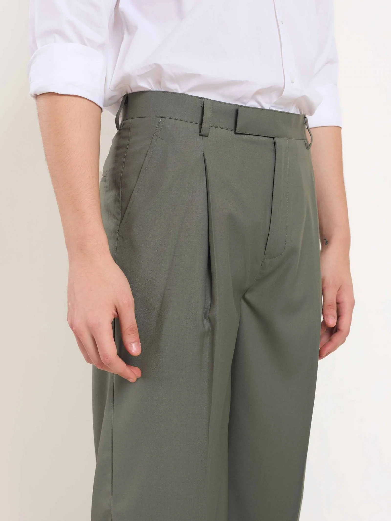 Sage Green Baggy Fit Trousers - Image 3