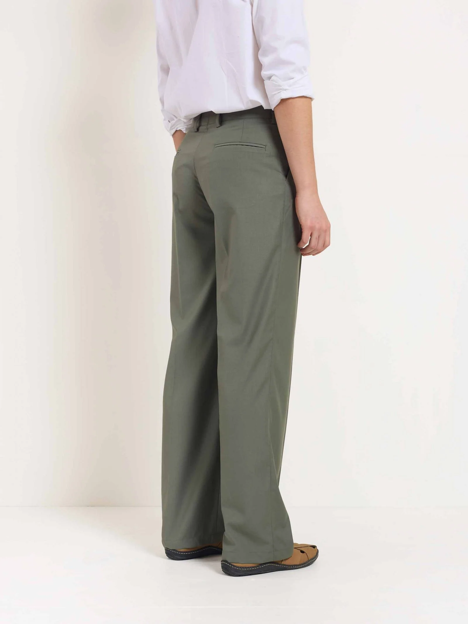 Sage Green Baggy Fit Trousers - Image 4