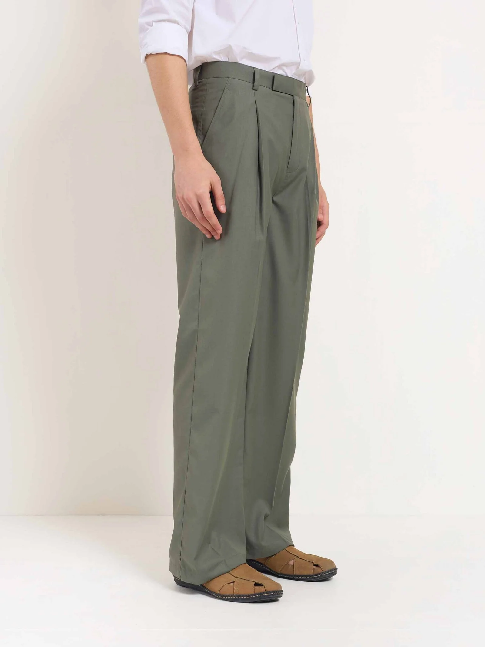 Sage Green Baggy Fit Trousers - Image 5