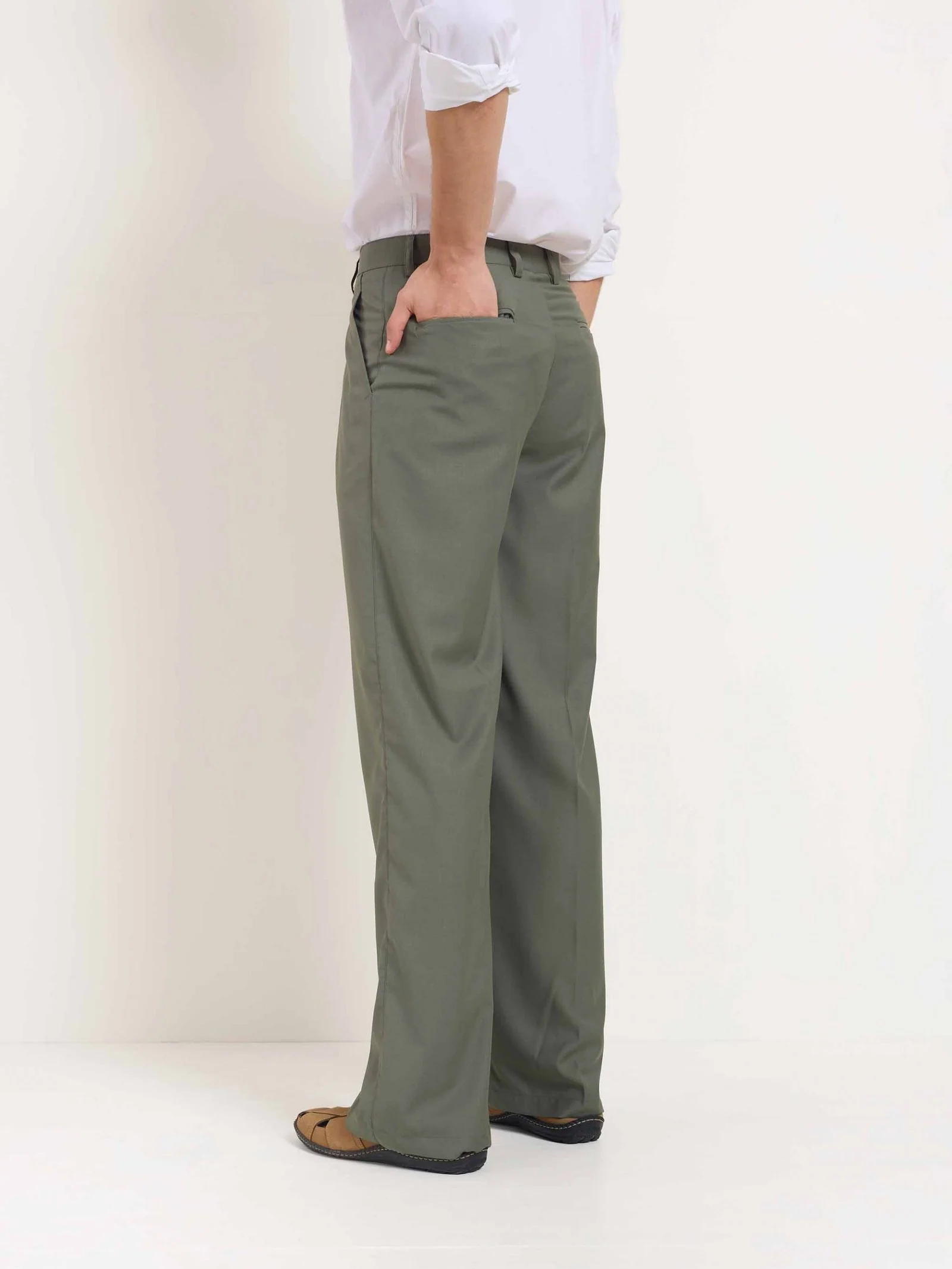 Sage Green Baggy Fit Trousers - Image 6