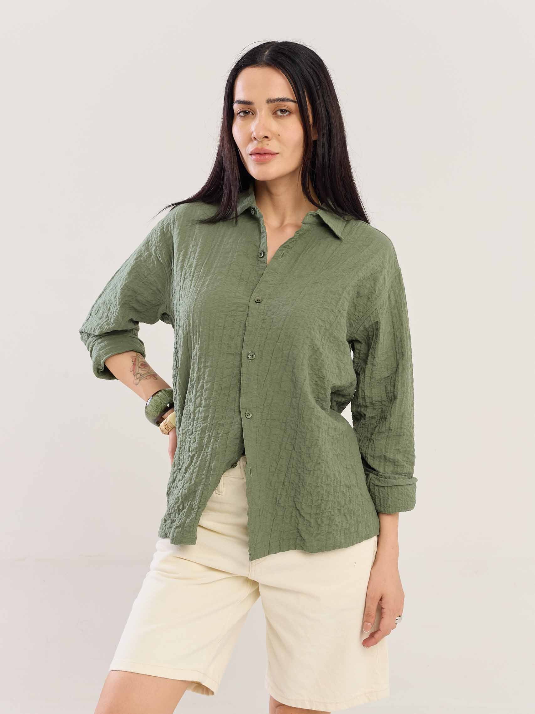 Sage Green Flowing Shirt - Image 3