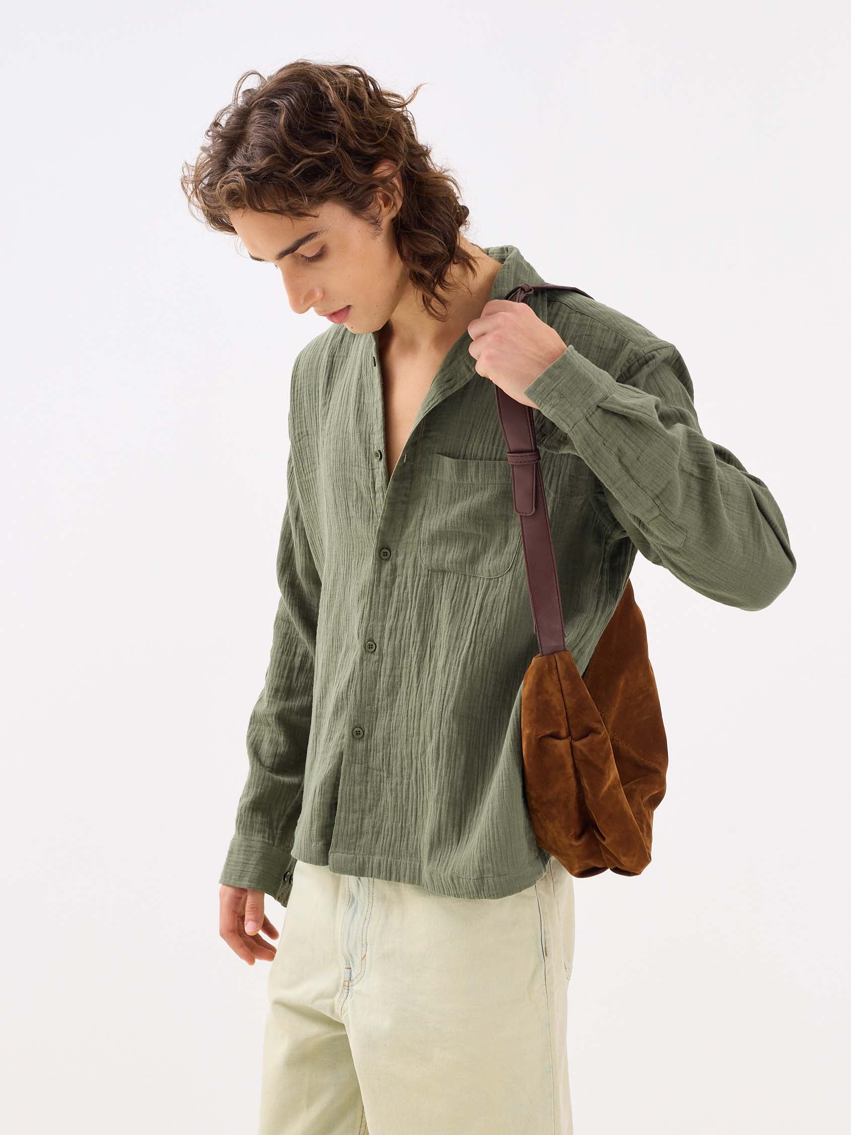 Sage Green Gauze Holiday Shirt - Image 5