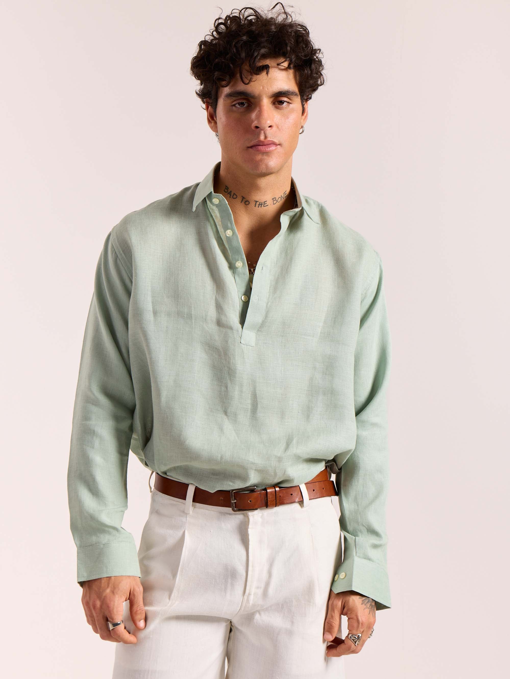 Sage Green Linen Pullover (Pre-Order) - Image 3