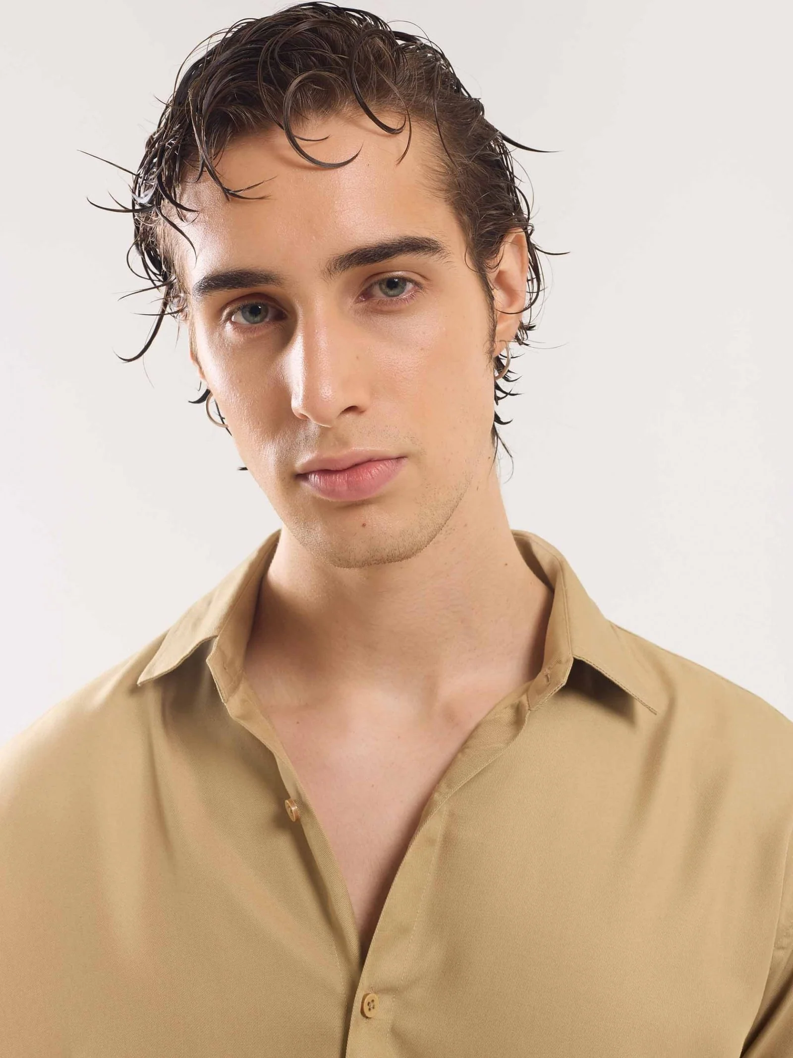 Sand Brown Drape Shirt - Image 3