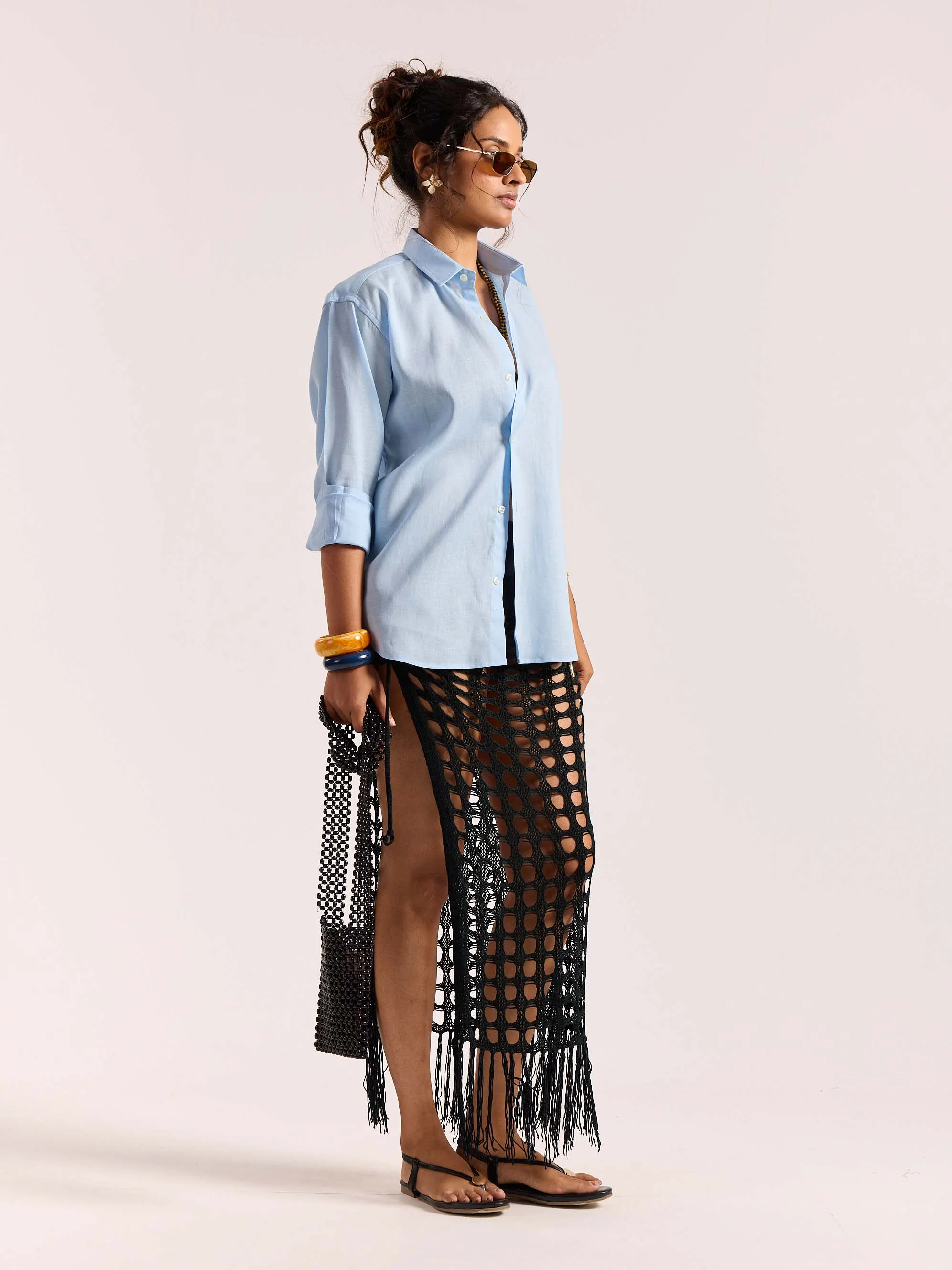 Sky Blue Linen-blend Shirt - Image 5
