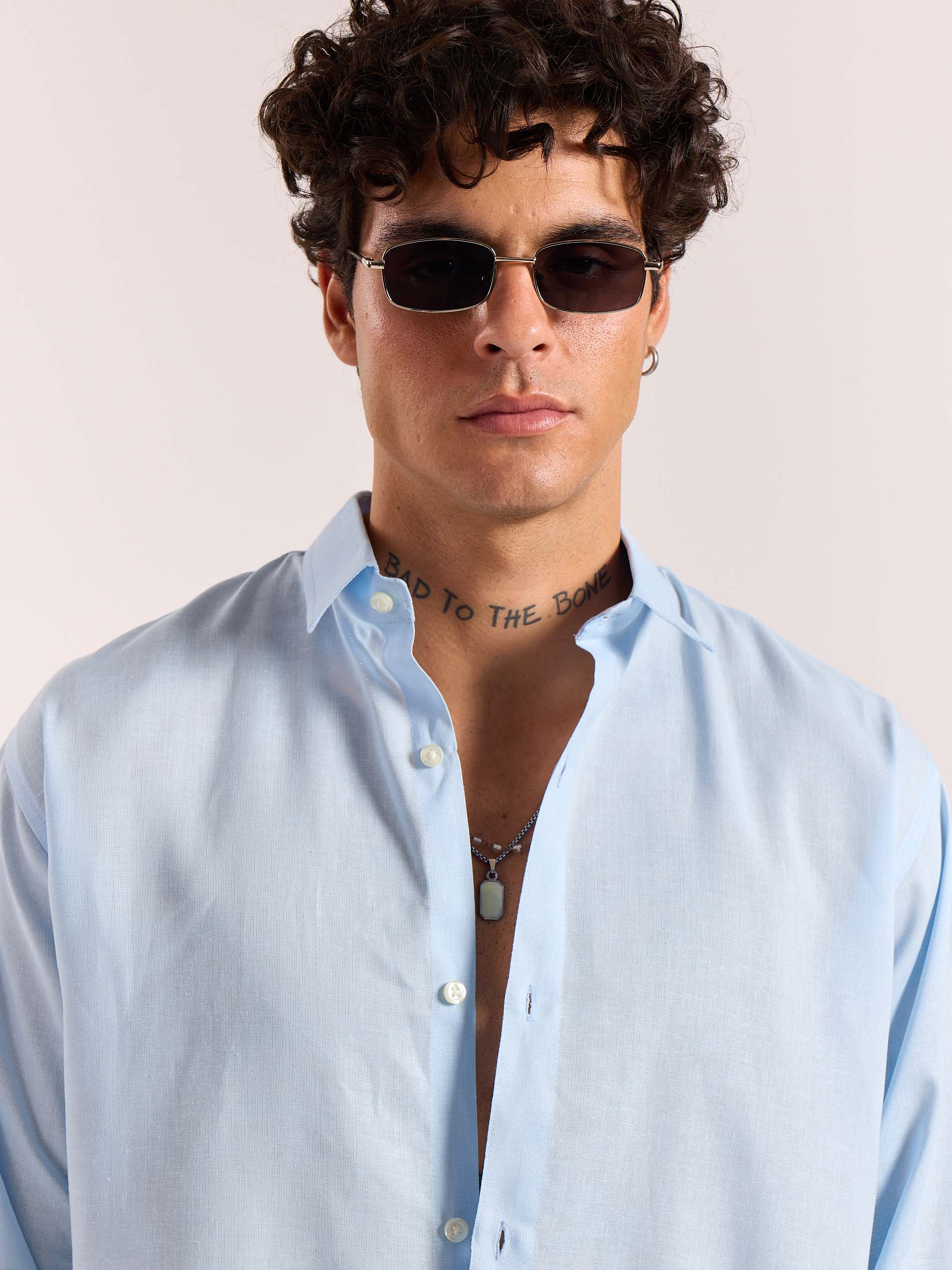 Sky Blue Linen-blend Shirt - Image 6