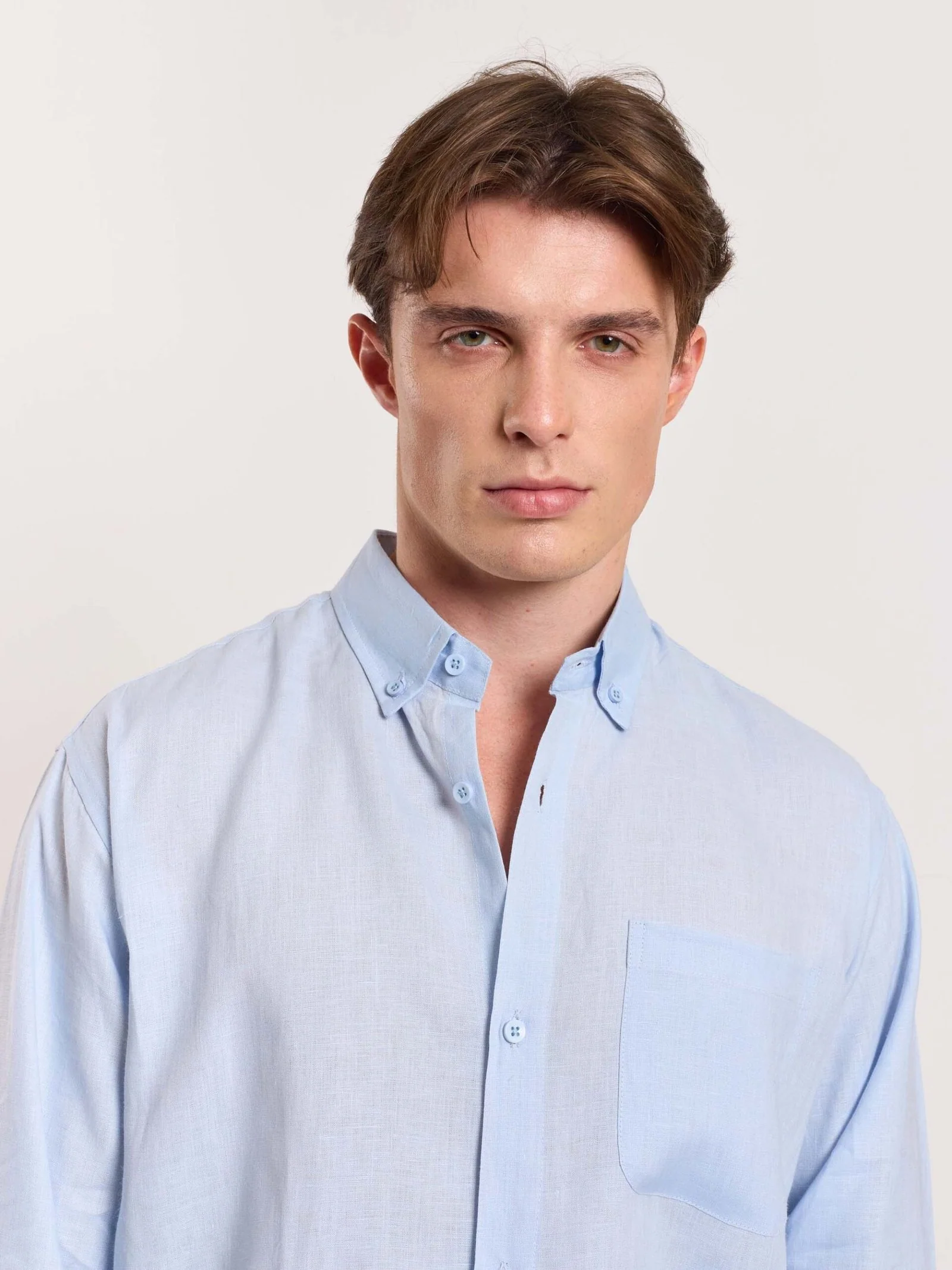 Sky Blue Linen Shirt - Image 3