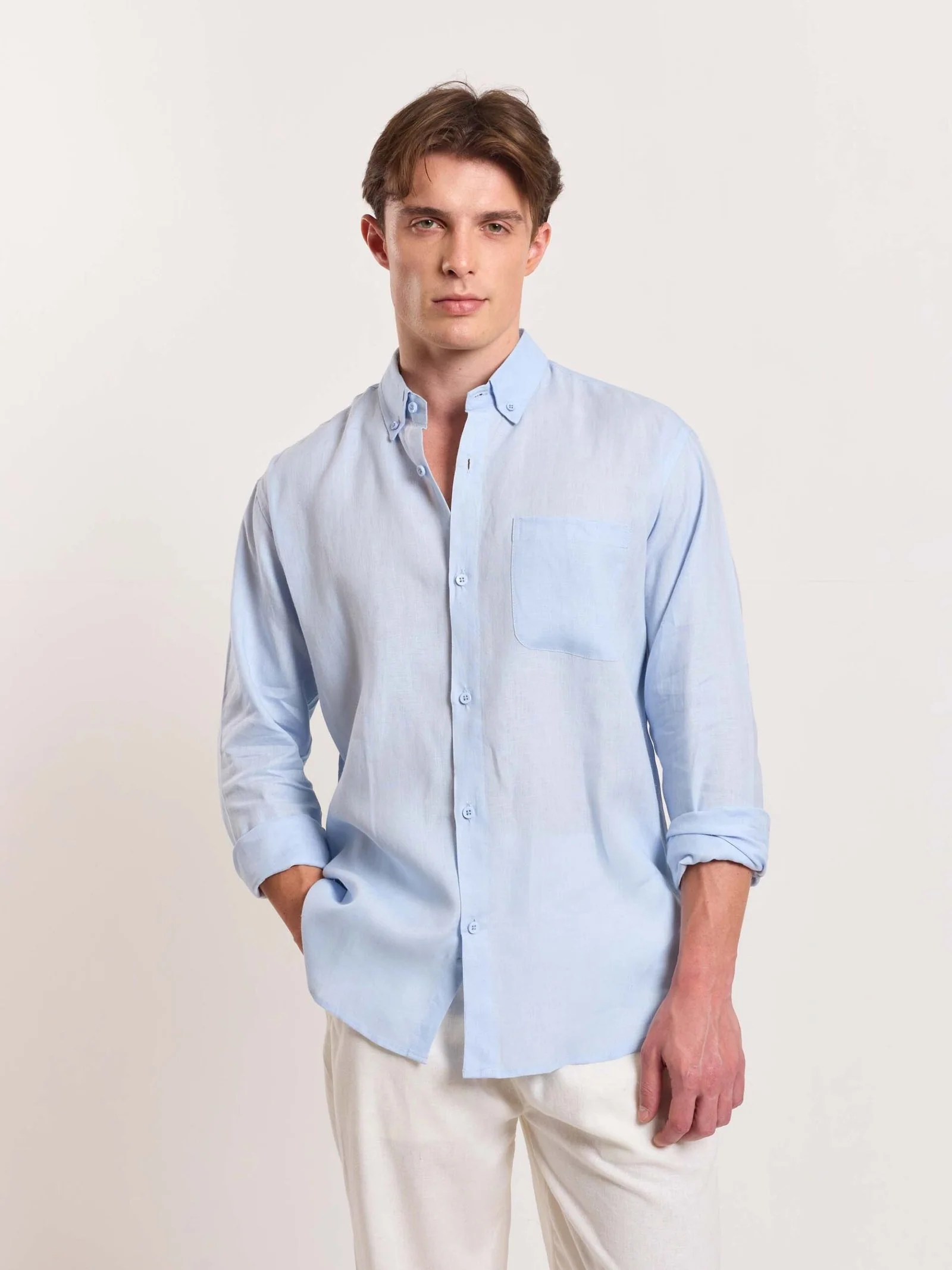 Sky Blue Linen Shirt - Image 4