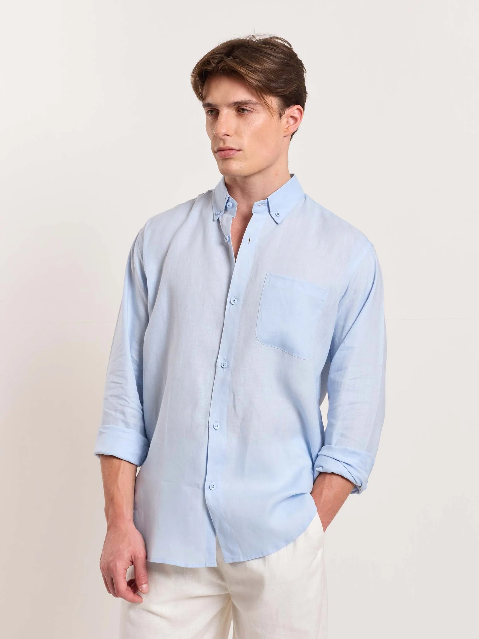 Sky Blue Linen Shirt - Image 5